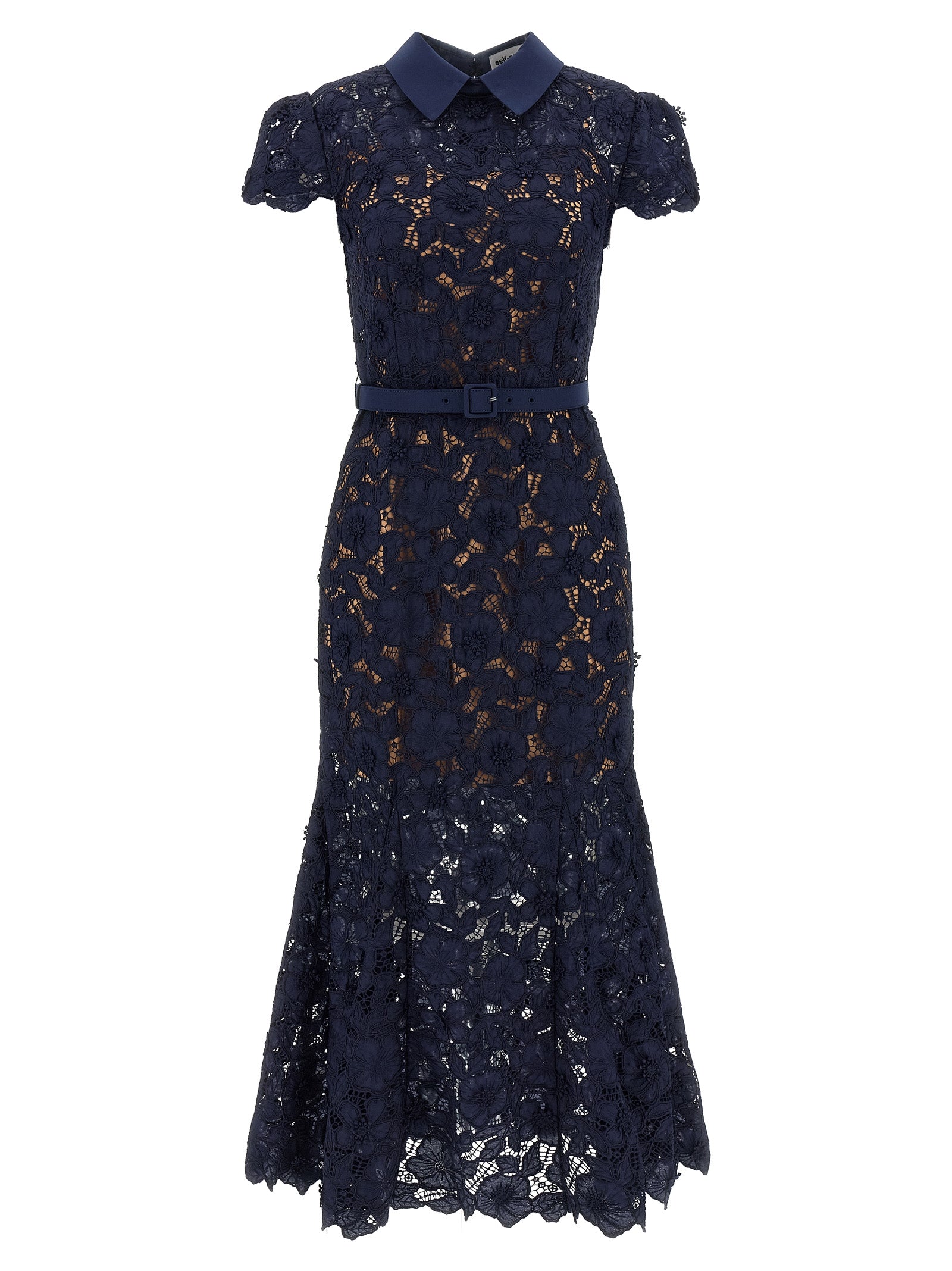 Self Portrait Women 'Navy Guipure Lace Midi' Dress SELF-PORTRAIT