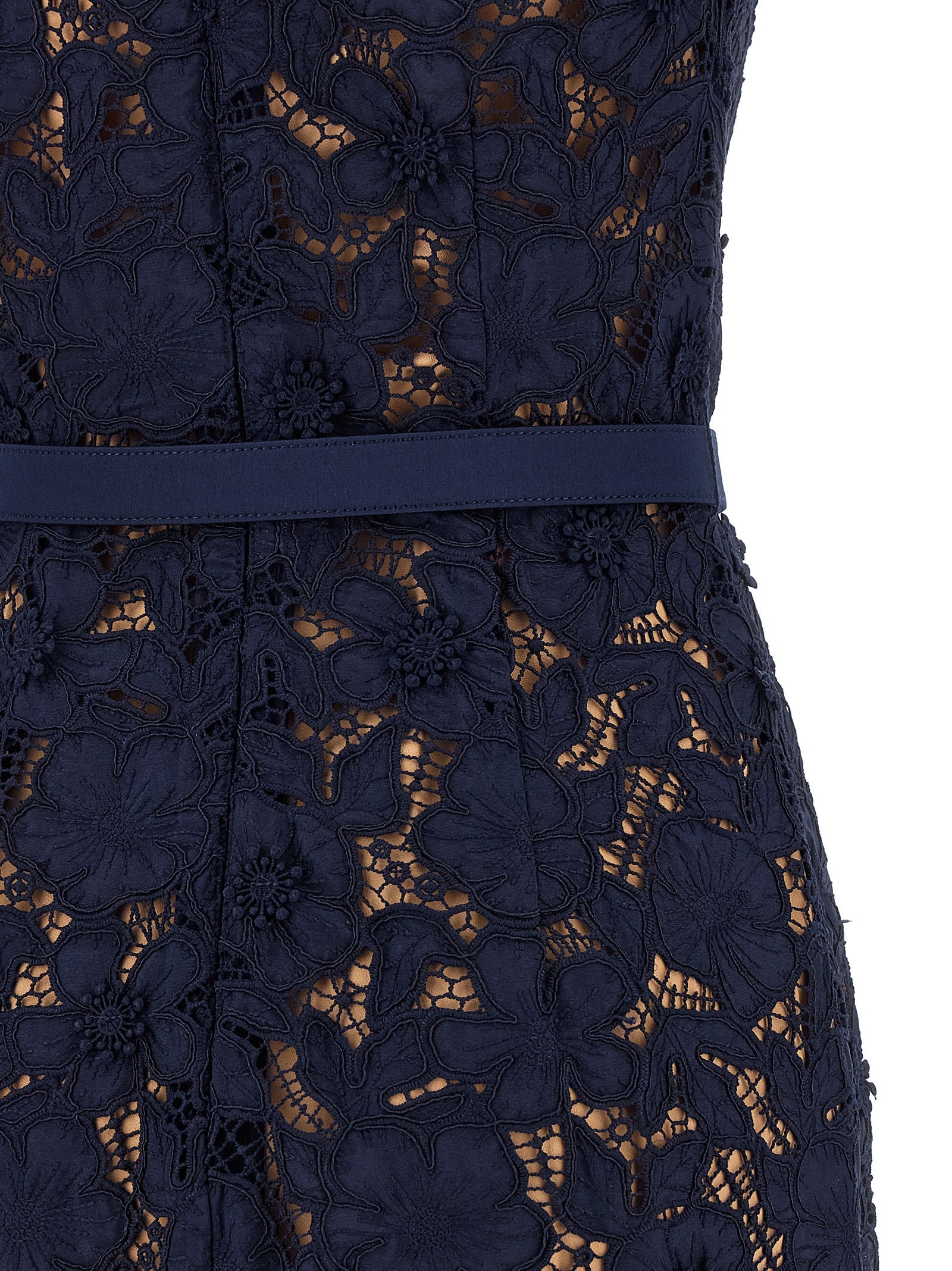 Self Portrait Women 'Navy Guipure Lace Midi' Dress SELF-PORTRAIT