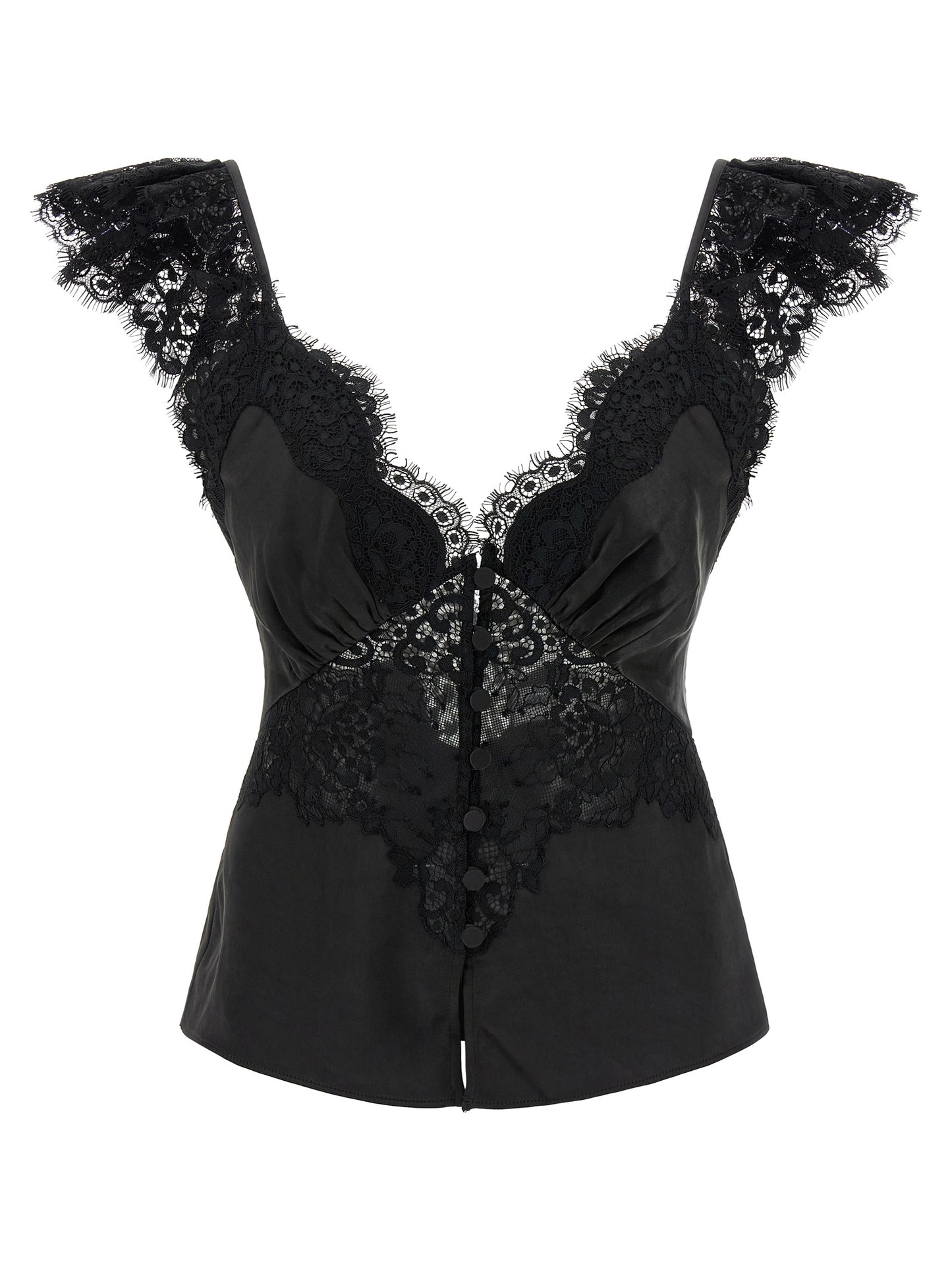 Self Portrait Women 'Black Satin Lace' Top SELF-PORTRAIT