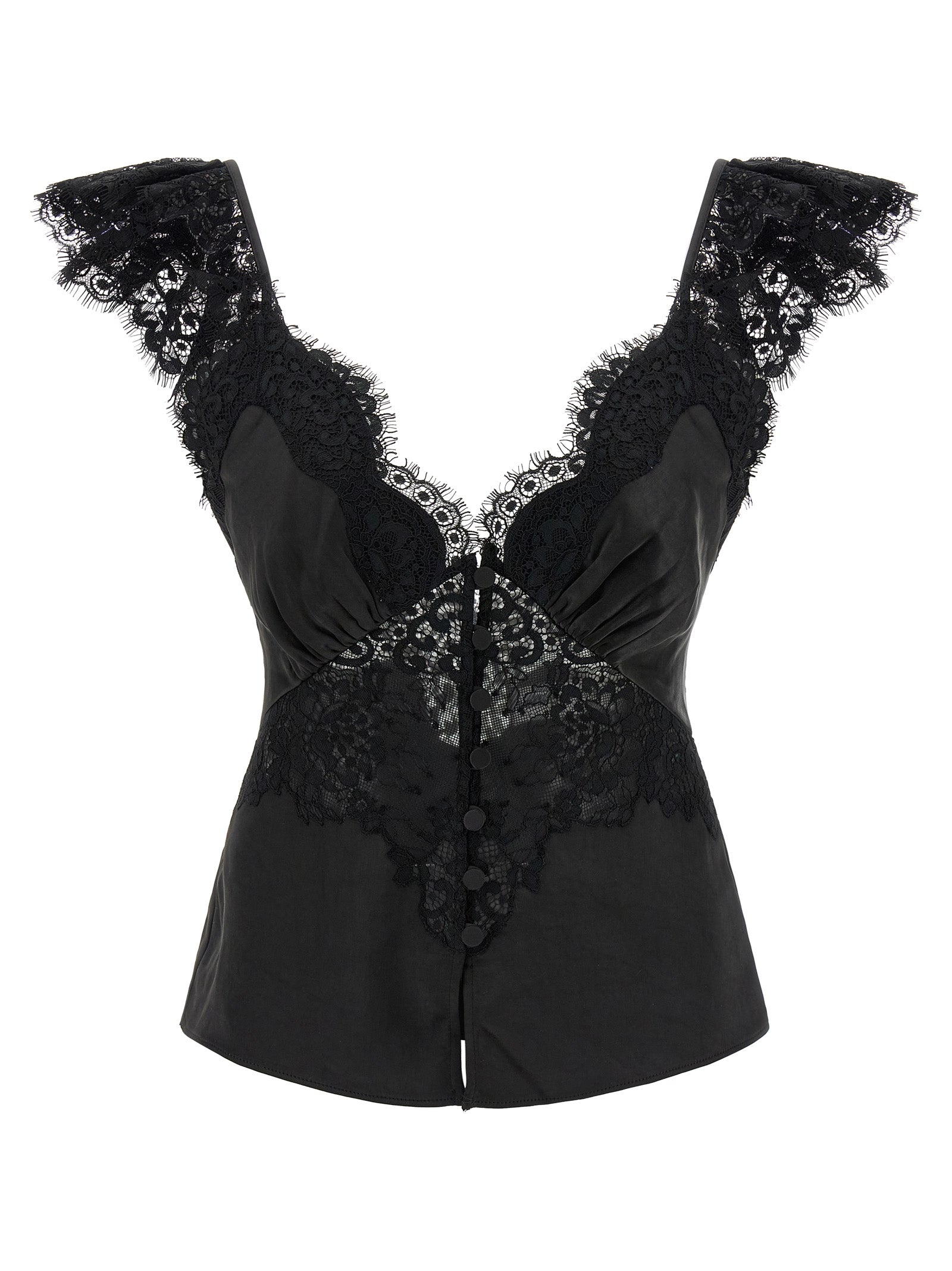 Self Portrait Women 'Black Satin Lace' Top SELF-PORTRAIT