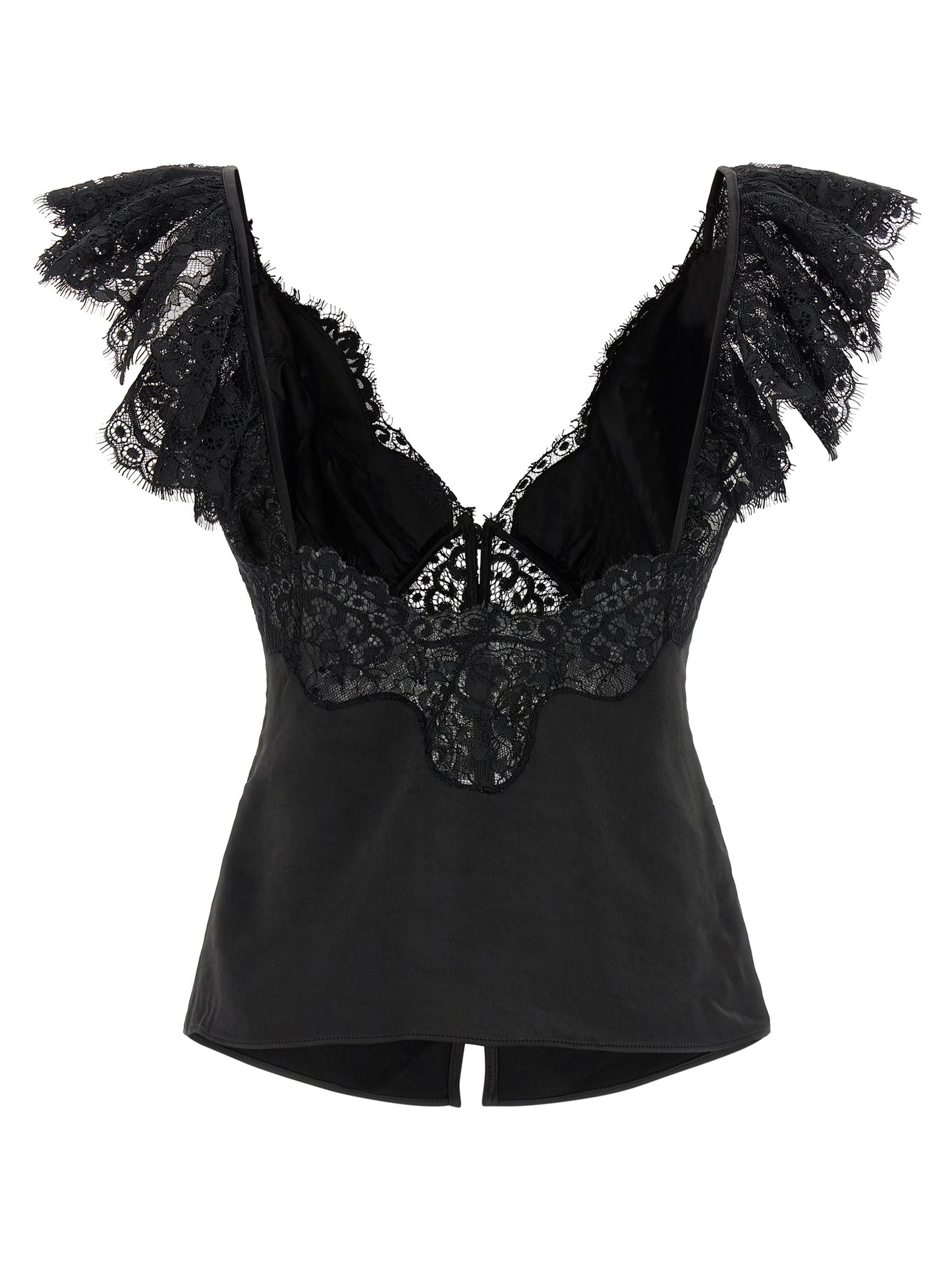 Self Portrait Women 'Black Satin Lace' Top SELF-PORTRAIT