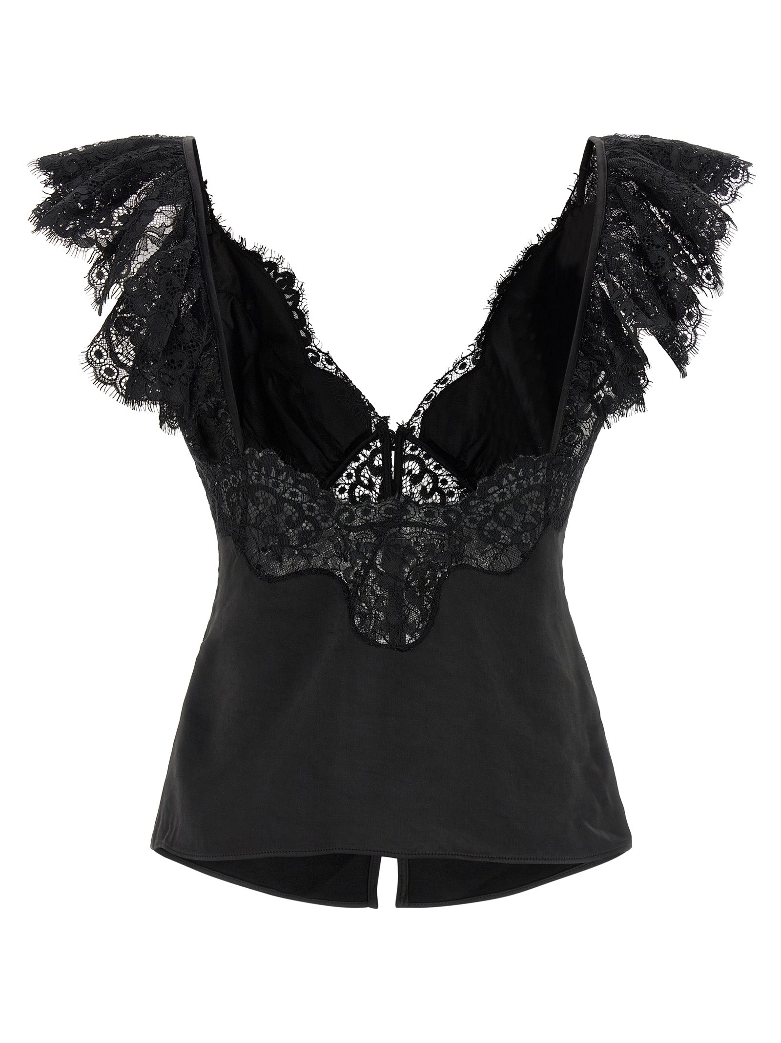 Self Portrait Women 'Black Satin Lace' Top SELF-PORTRAIT