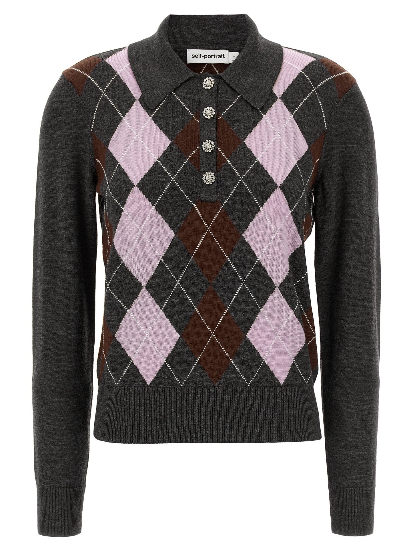 Self Portrait Women 'Grey Argyle Lightweight' Sweater SELF-PORTRAIT