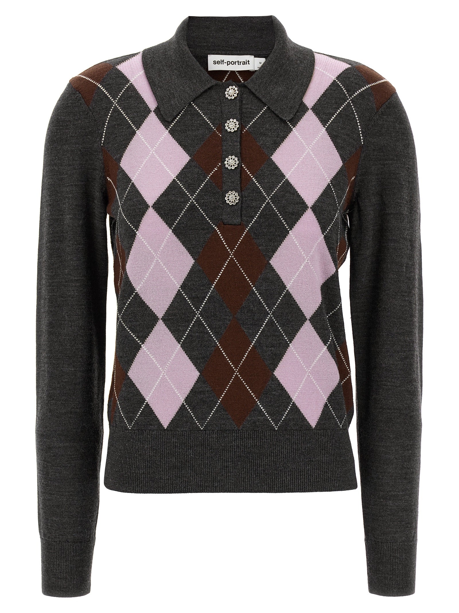Self Portrait Women 'Grey Argyle Lightweight' Sweater SELF-PORTRAIT