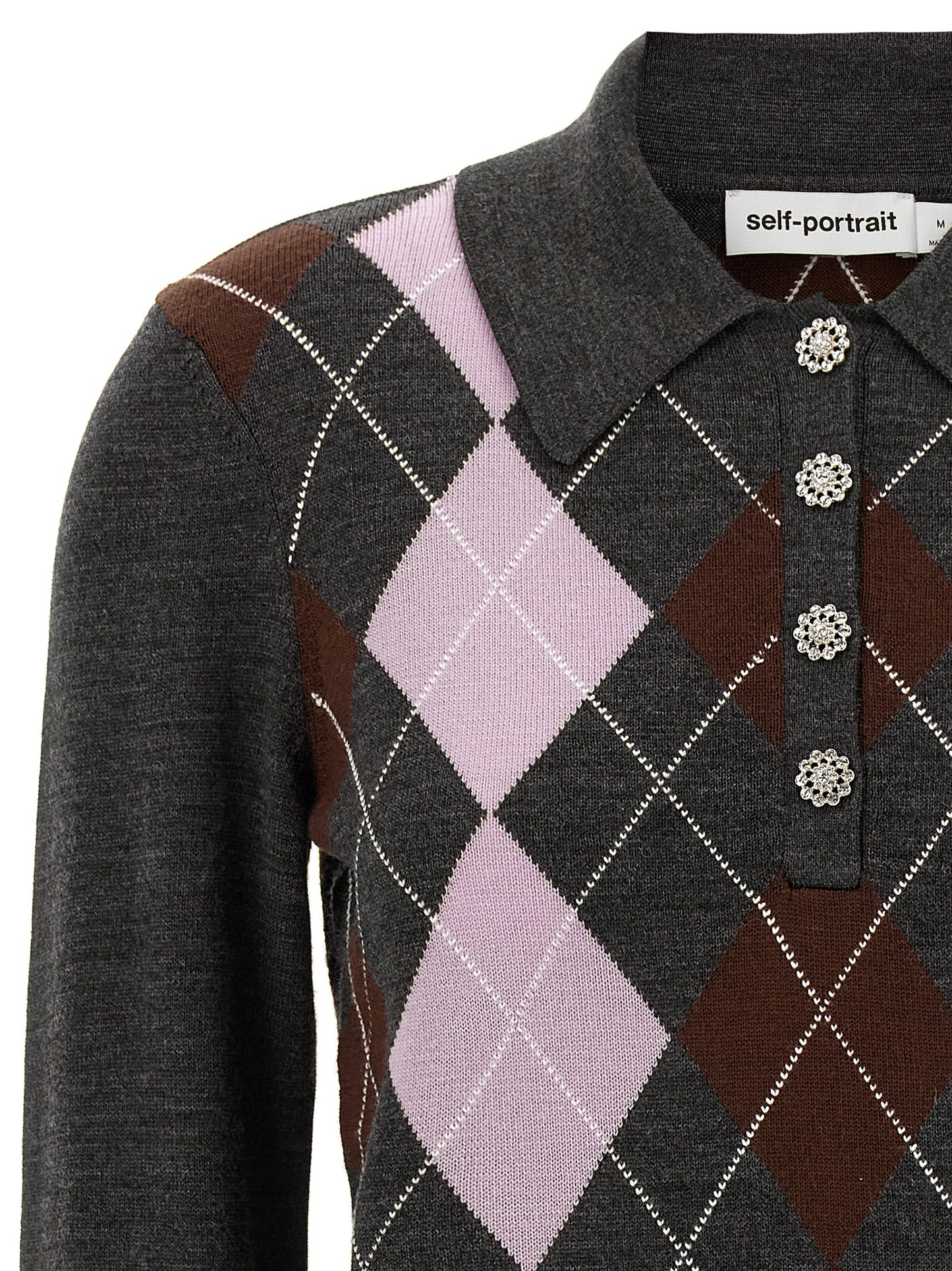 Self Portrait Women 'Grey Argyle Lightweight' Sweater SELF-PORTRAIT