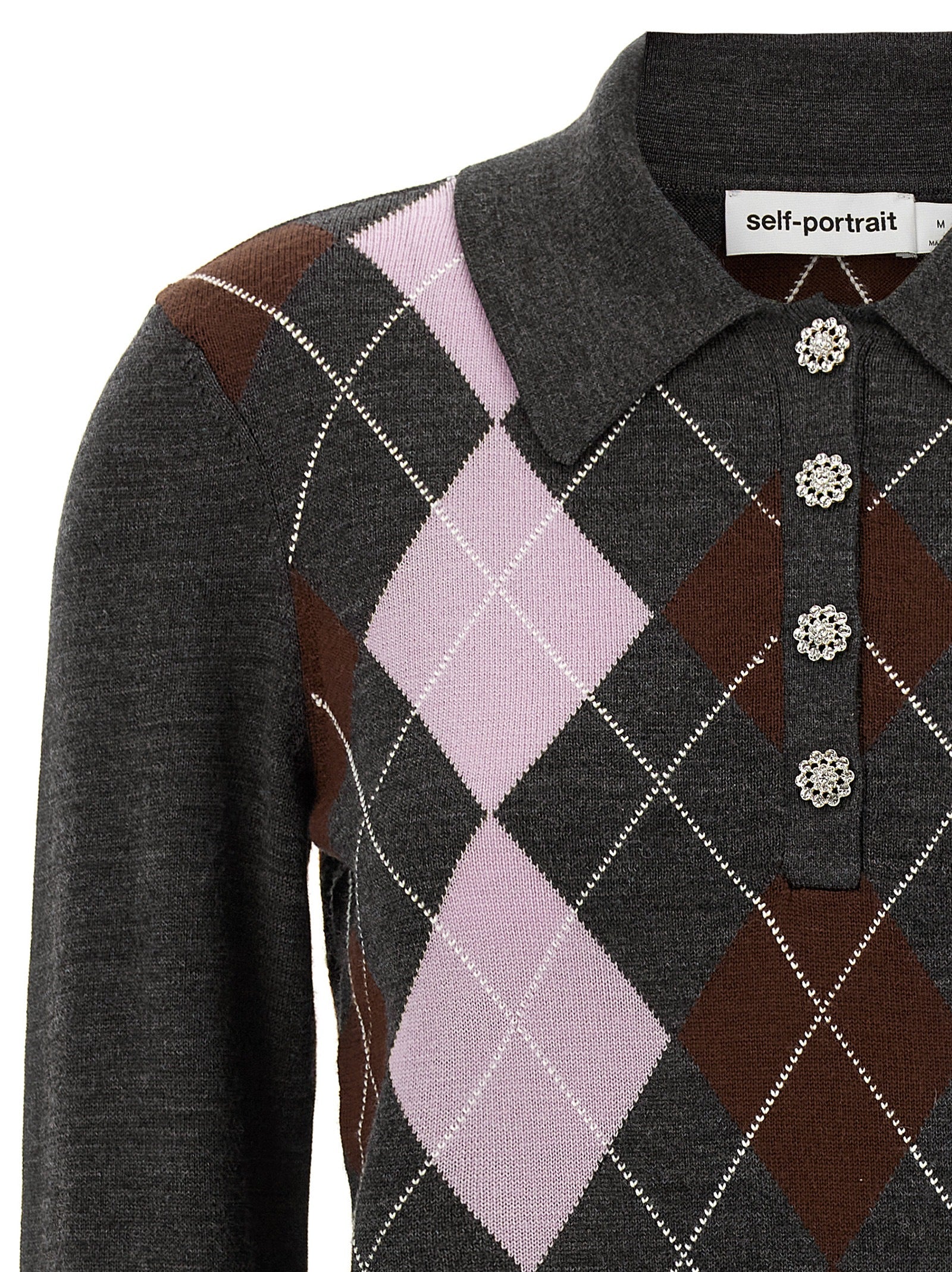 Self Portrait Women 'Grey Argyle Lightweight' Sweater SELF-PORTRAIT