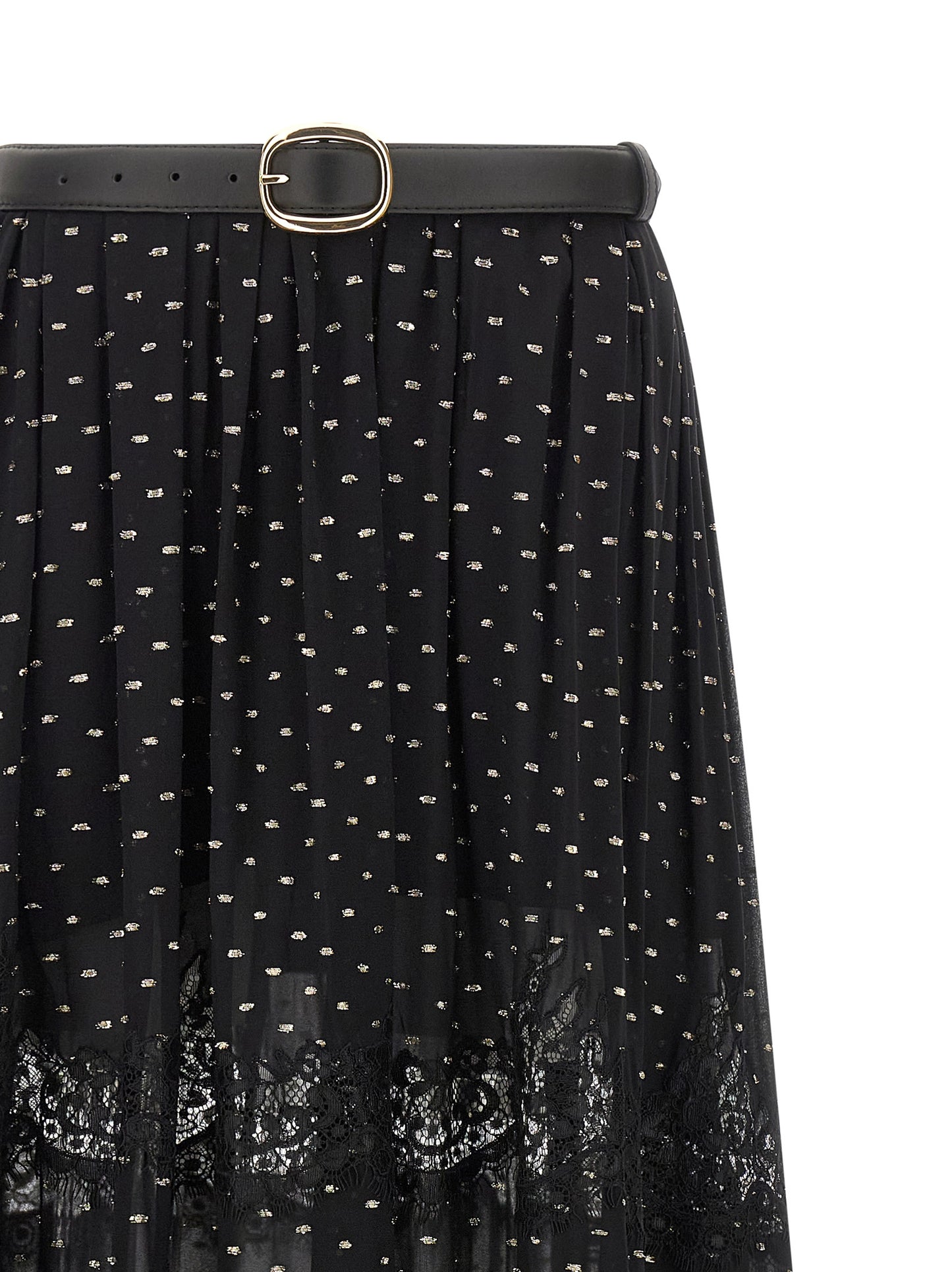 Self Portrait Women 'Black And Gold Chiffon Lace Maxi' Skirt SELF-PORTRAIT
