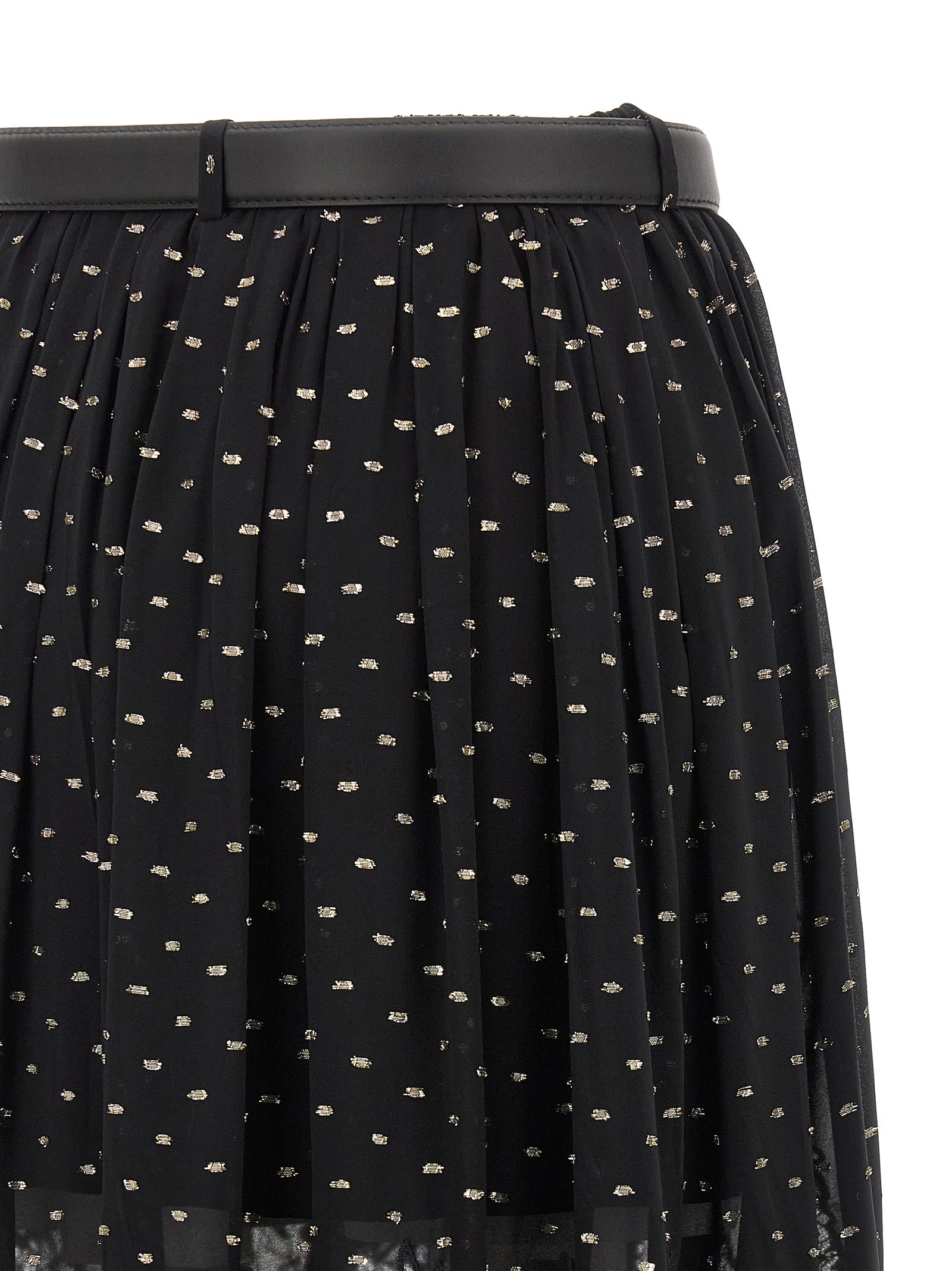 Self Portrait Women 'Black And Gold Chiffon Lace Maxi' Skirt SELF-PORTRAIT