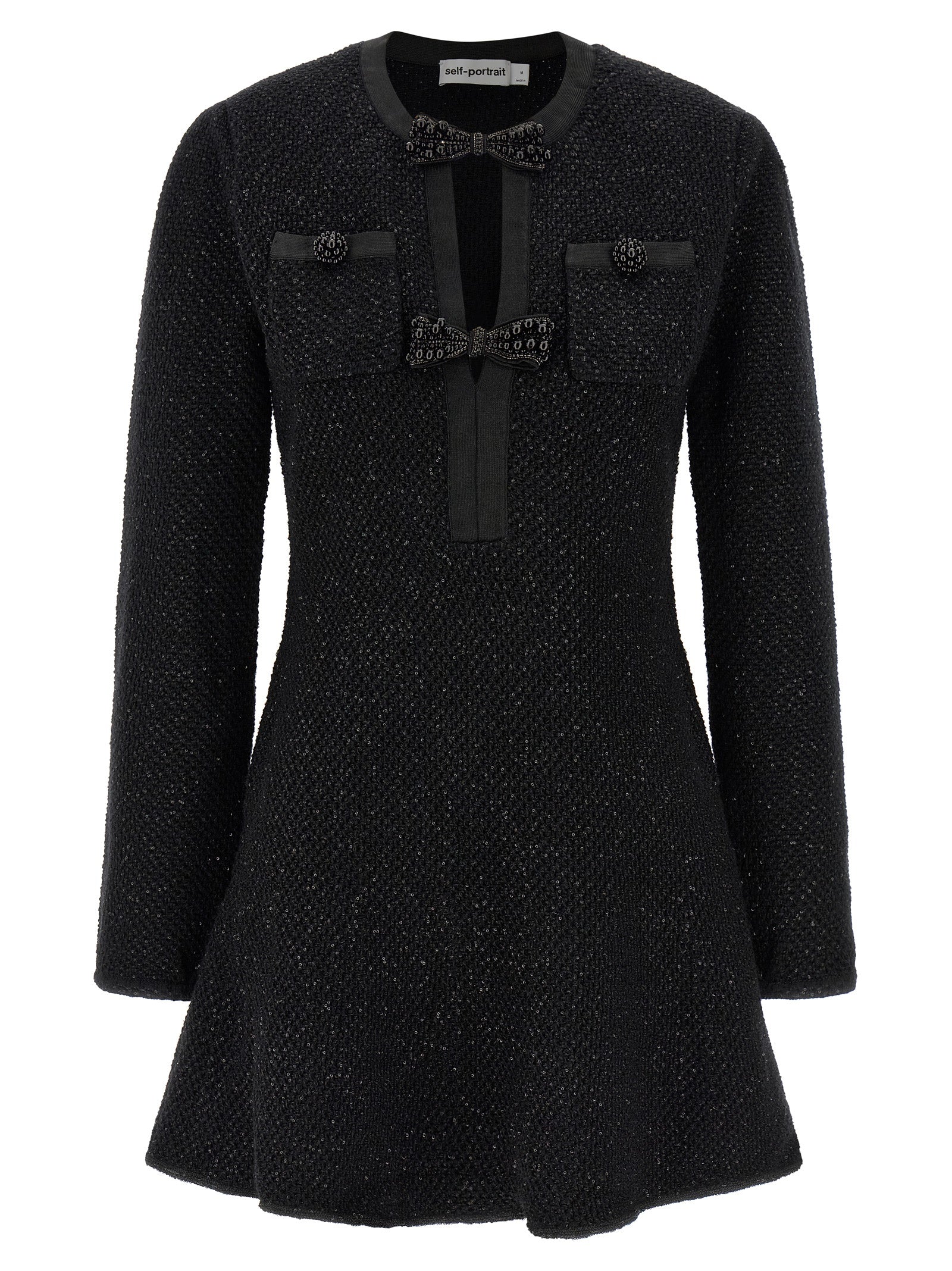 Self Portrait Women 'Black Sequin Knit Mini' Dress SELF-PORTRAIT