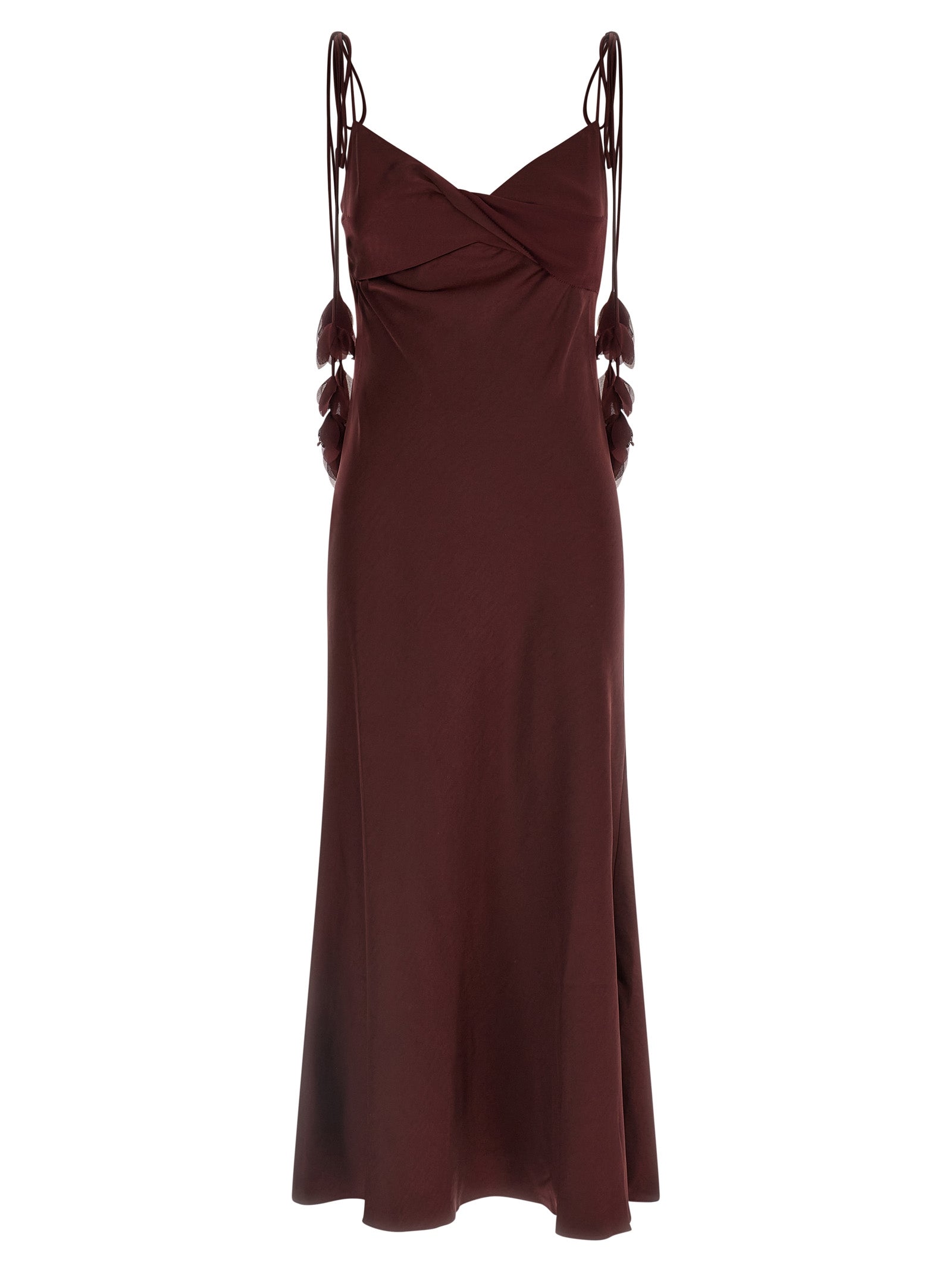 Self Portrait Women 'Burgundy Satin Flower Midi' Dress SELF-PORTRAIT