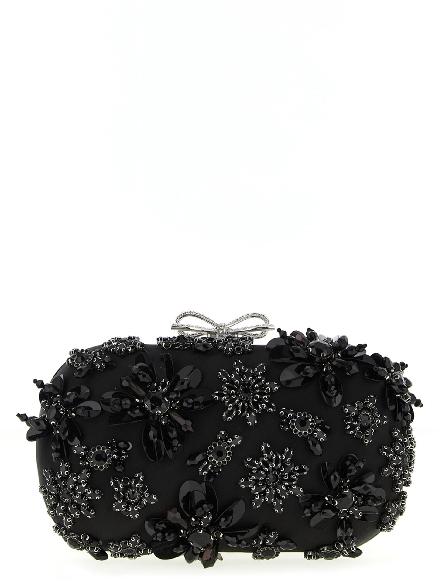 Self Portrait Women 'Black Satin Floral Crystal' Clutch SELF-PORTRAIT