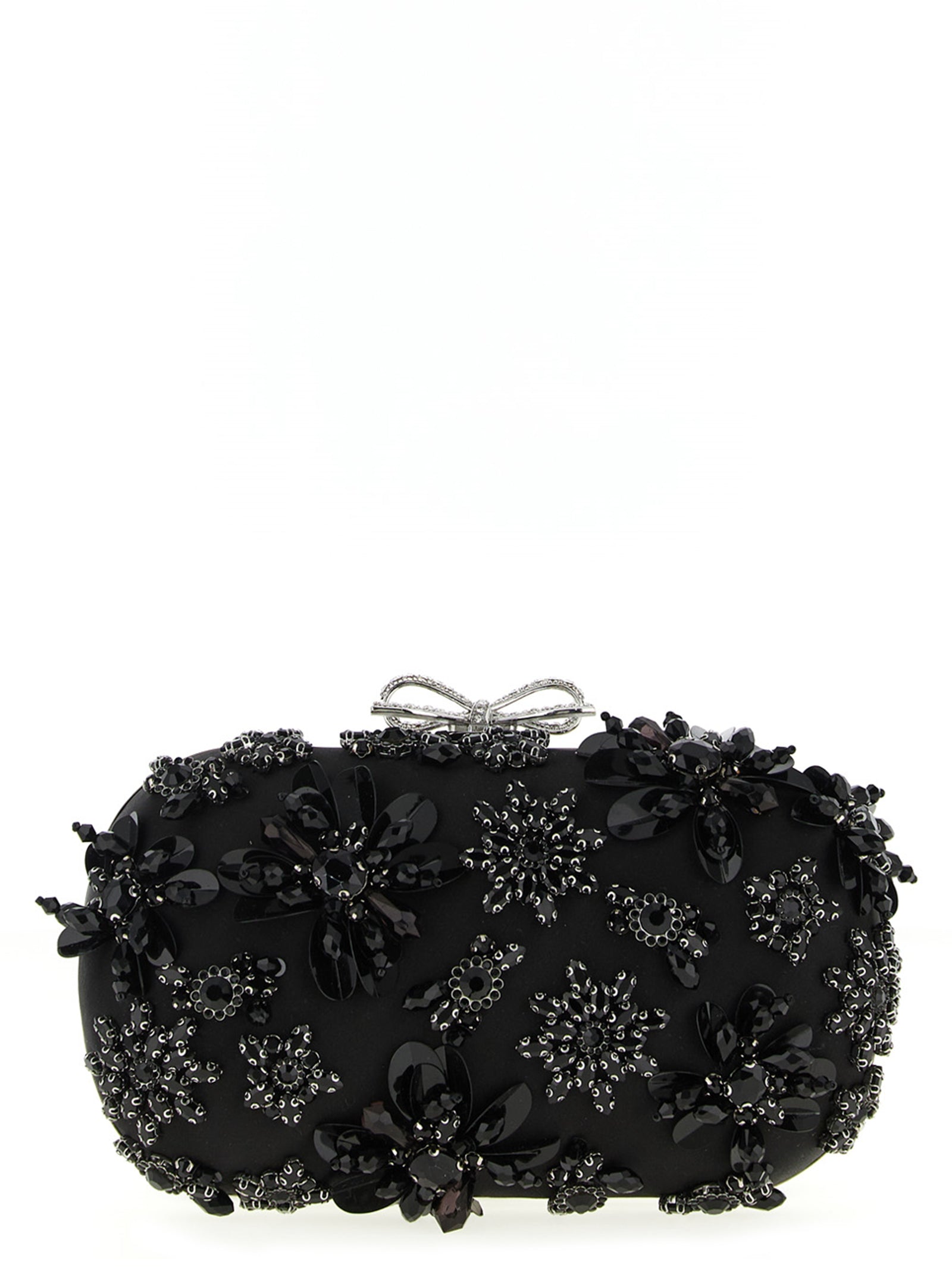 Self Portrait Women 'Black Satin Floral Crystal' Clutch SELF-PORTRAIT