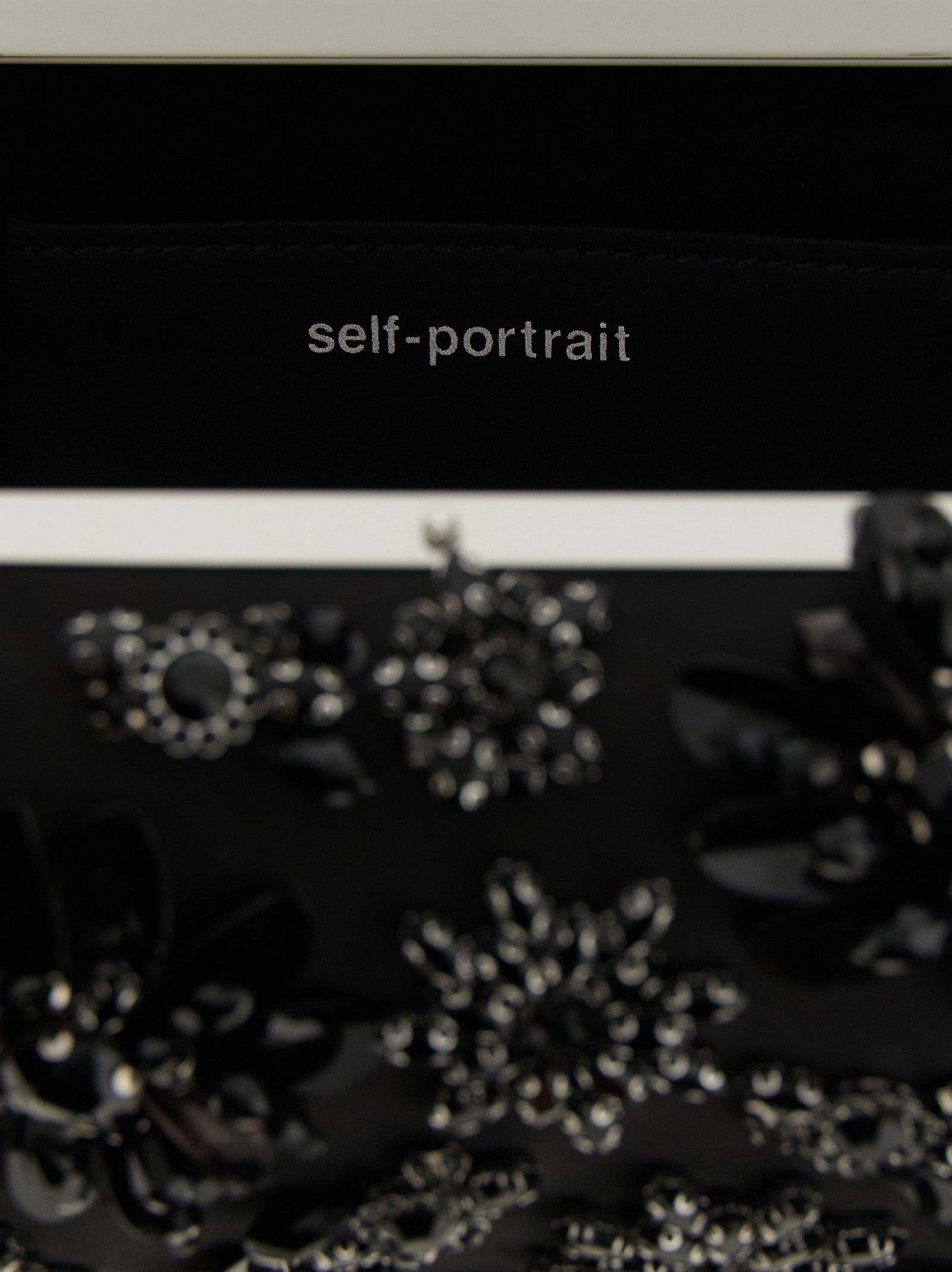 Self Portrait Women 'Black Satin Floral Crystal' Clutch SELF-PORTRAIT