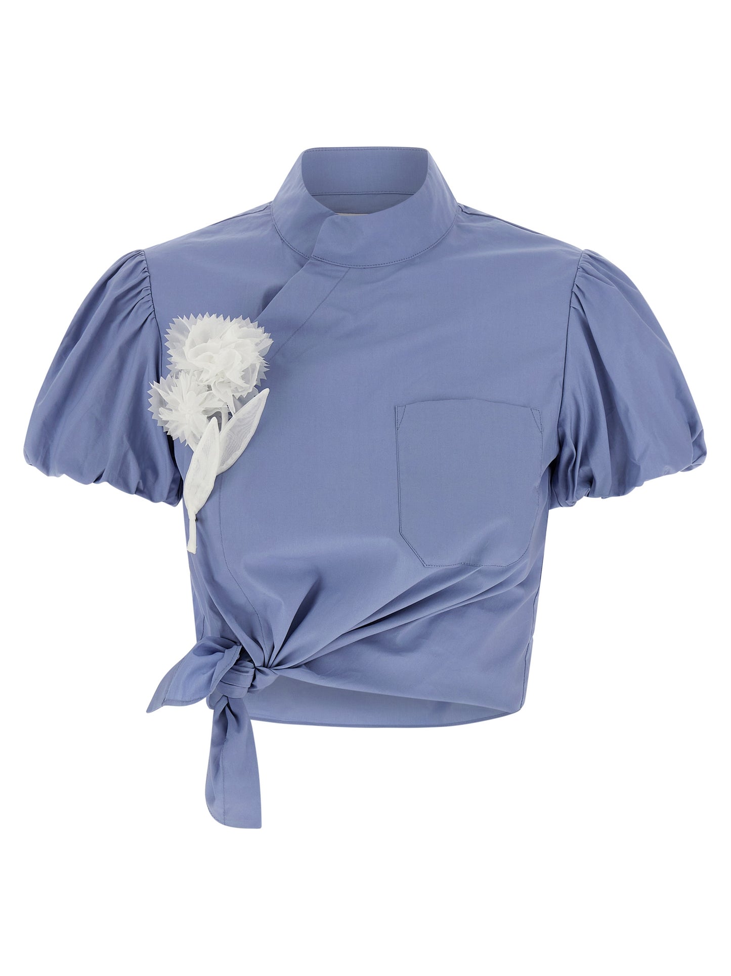 Self Portrait Women 'Blue Cotton Tie Side' Top SELF-PORTRAIT