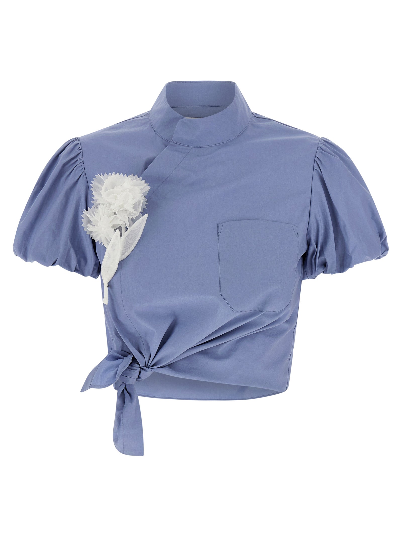Self Portrait Women 'Blue Cotton Tie Side' Top SELF-PORTRAIT