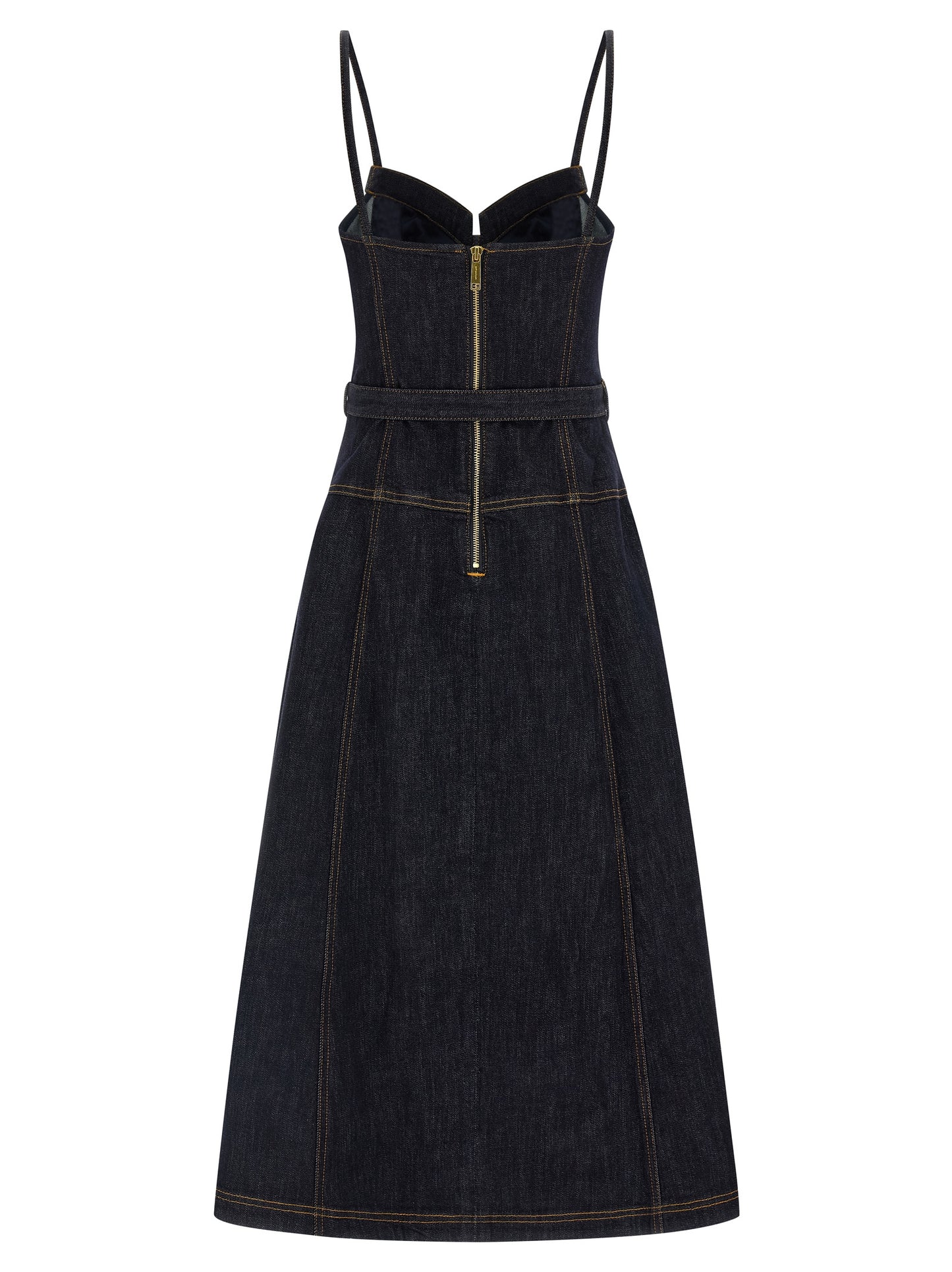Self Portrait Women 'Indigo Denim Flared Midi' Dress SELF-PORTRAIT