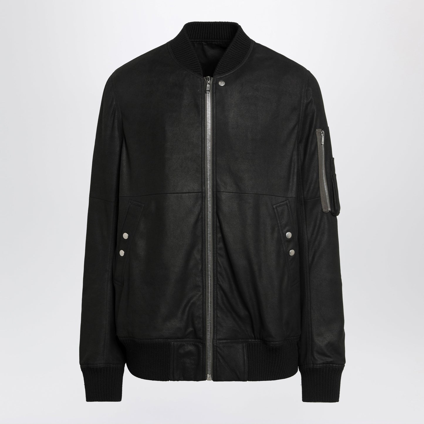 Rick Owens Black Leather Zip Jacket Men RICK OWENS