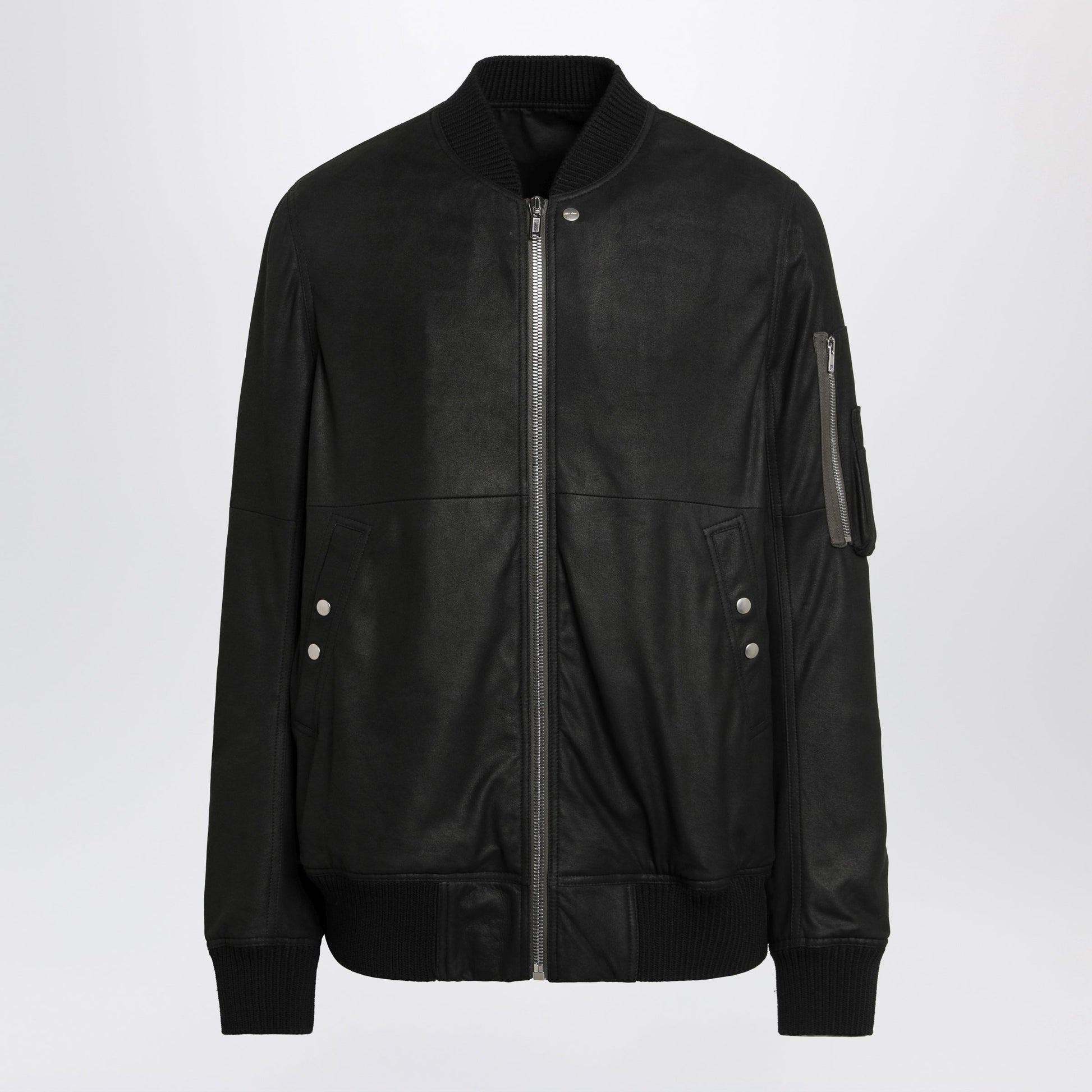 Rick Owens Black Leather Zip Jacket Men RICK OWENS