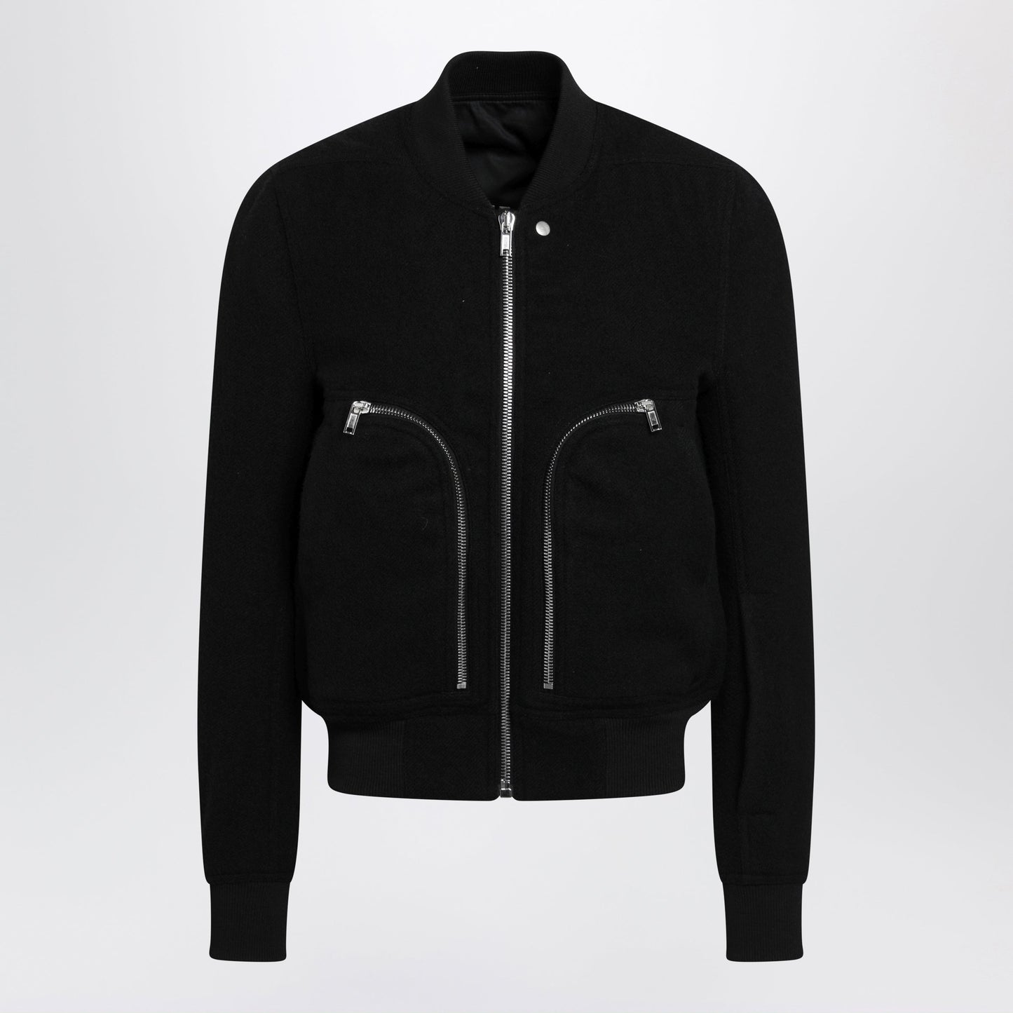 Rick Owens Black Virgin Wool Bomber Jacket With Zip Men RICK OWENS