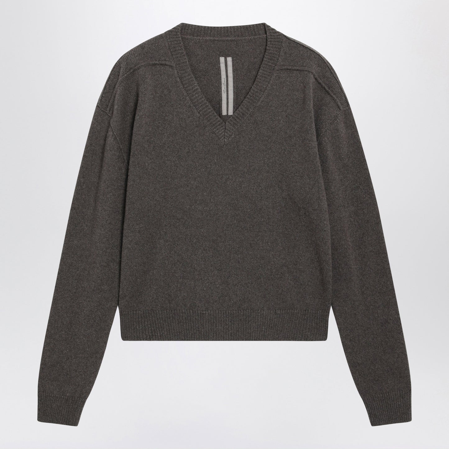 Rick Owens Taupe V-Neck Sweater In Cashmere And Wool Men RICK OWENS