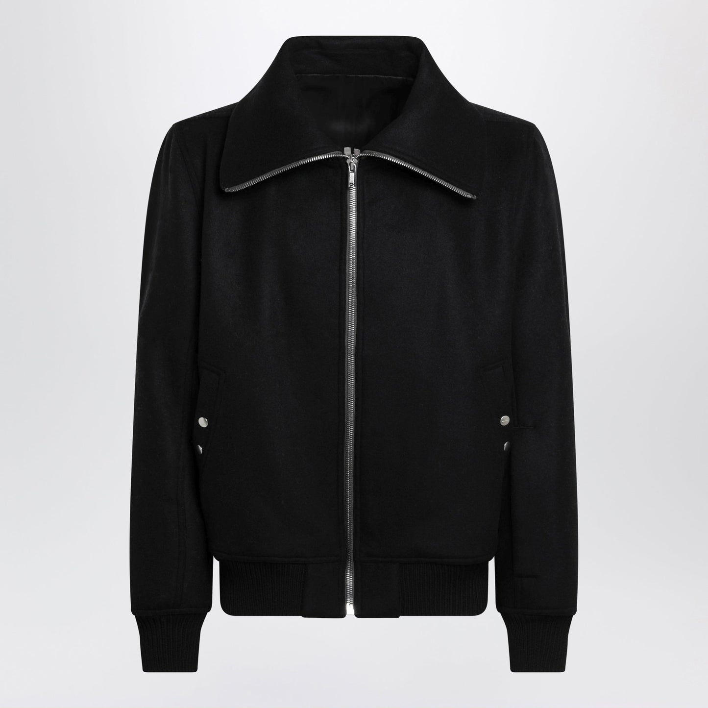 Rick Owens Dracuflight High-Neck Bomber Coat In Virgin Wool, Black Men RICK OWENS