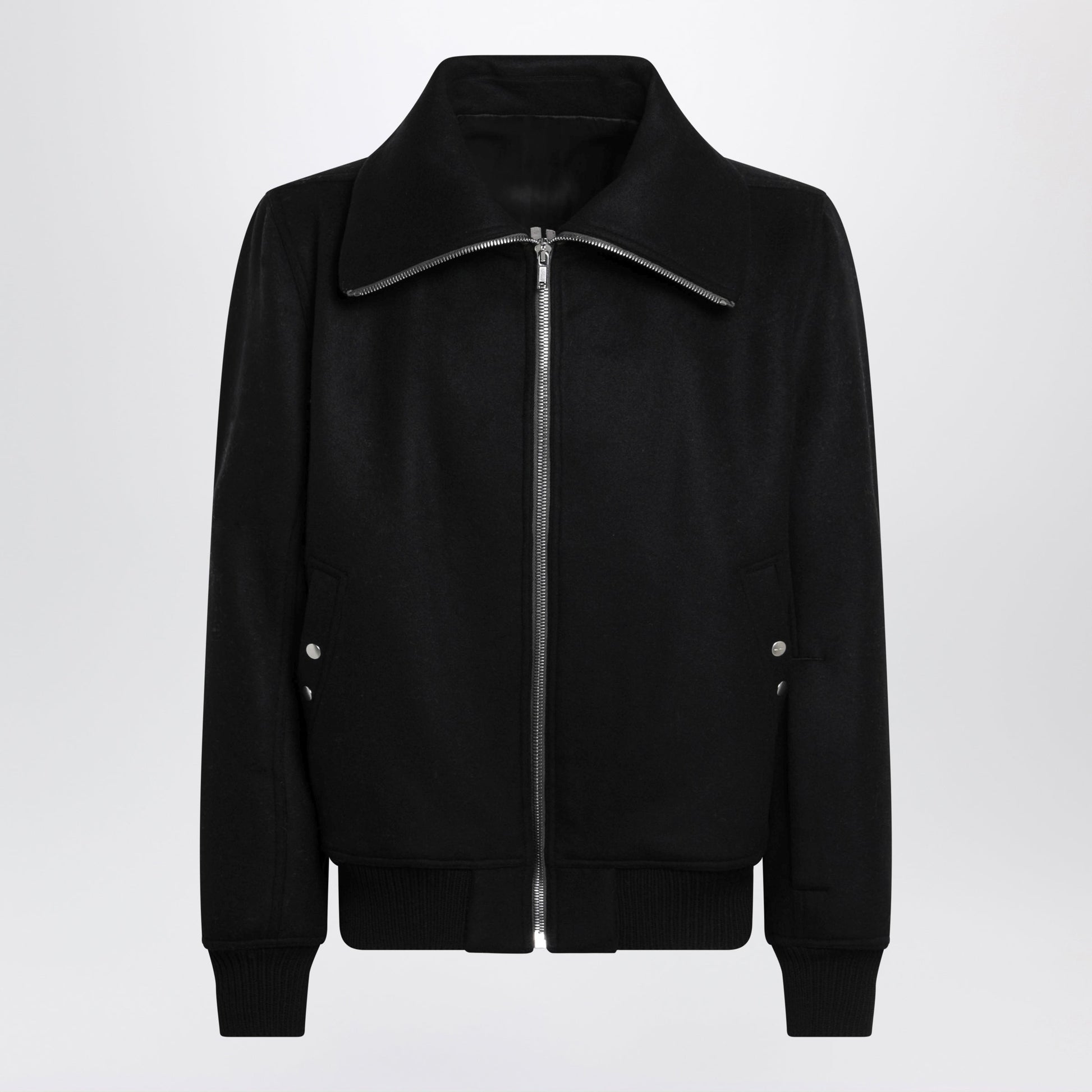 Rick Owens Dracuflight High-Neck Bomber Coat In Virgin Wool, Black Men RICK OWENS