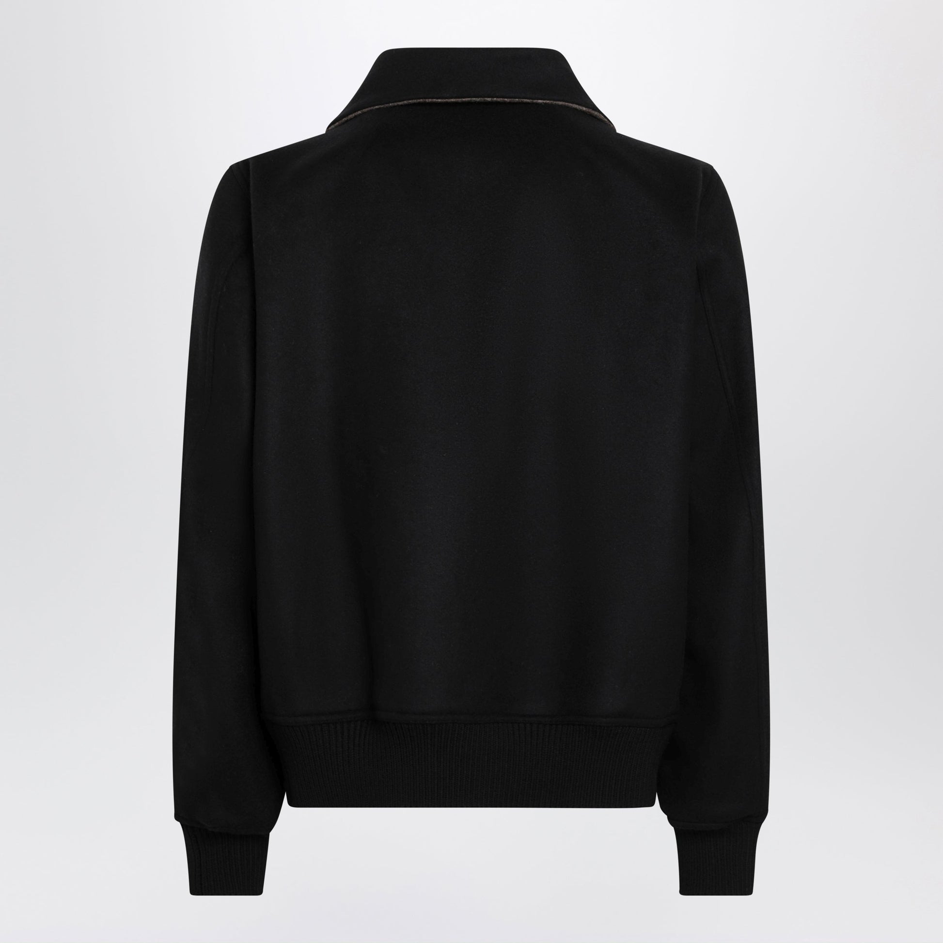 Rick Owens Dracuflight High-Neck Bomber Coat In Virgin Wool, Black Men RICK OWENS