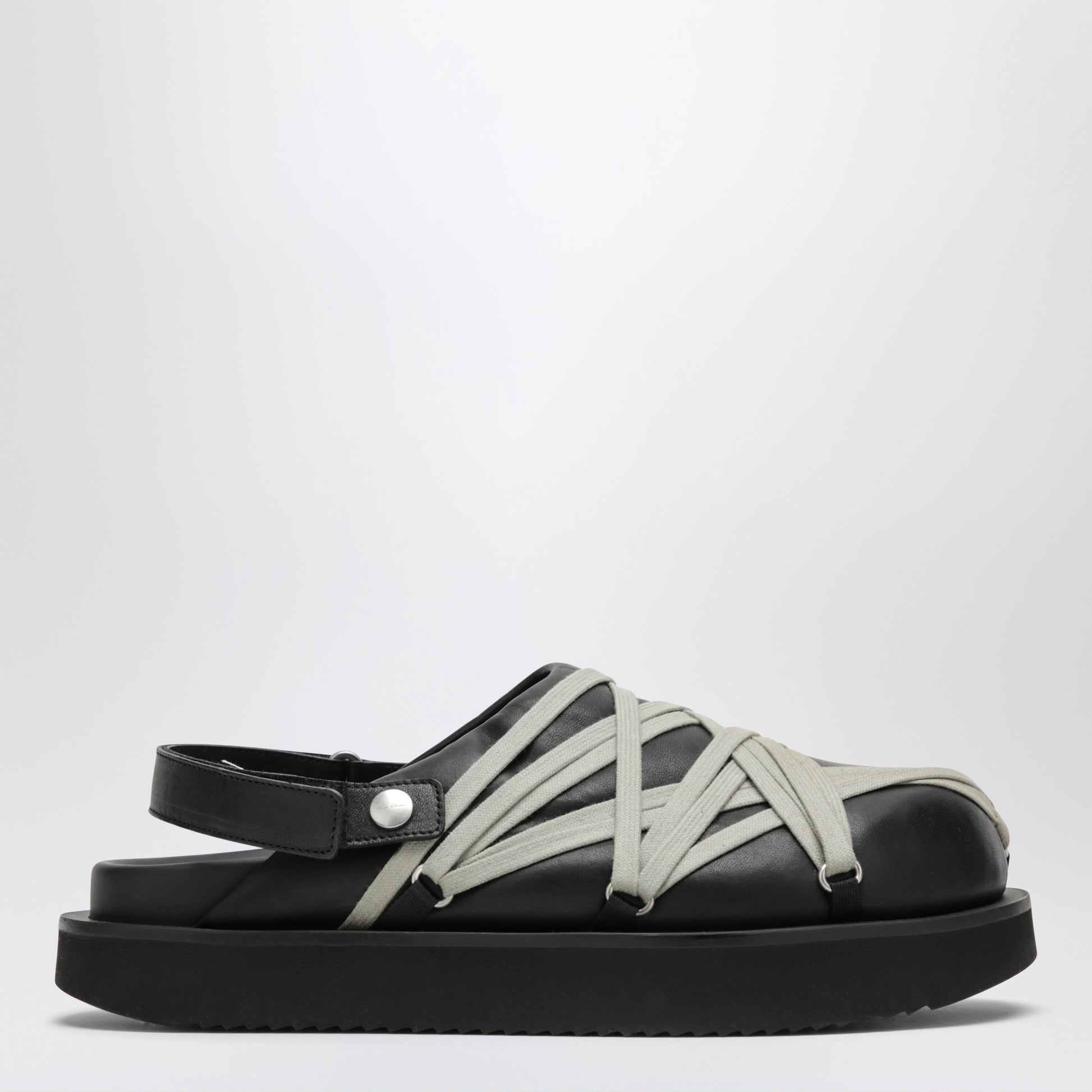 Rick Owens Megalace Mules With Black Leather Criss-Cross Laces Men RICK OWENS