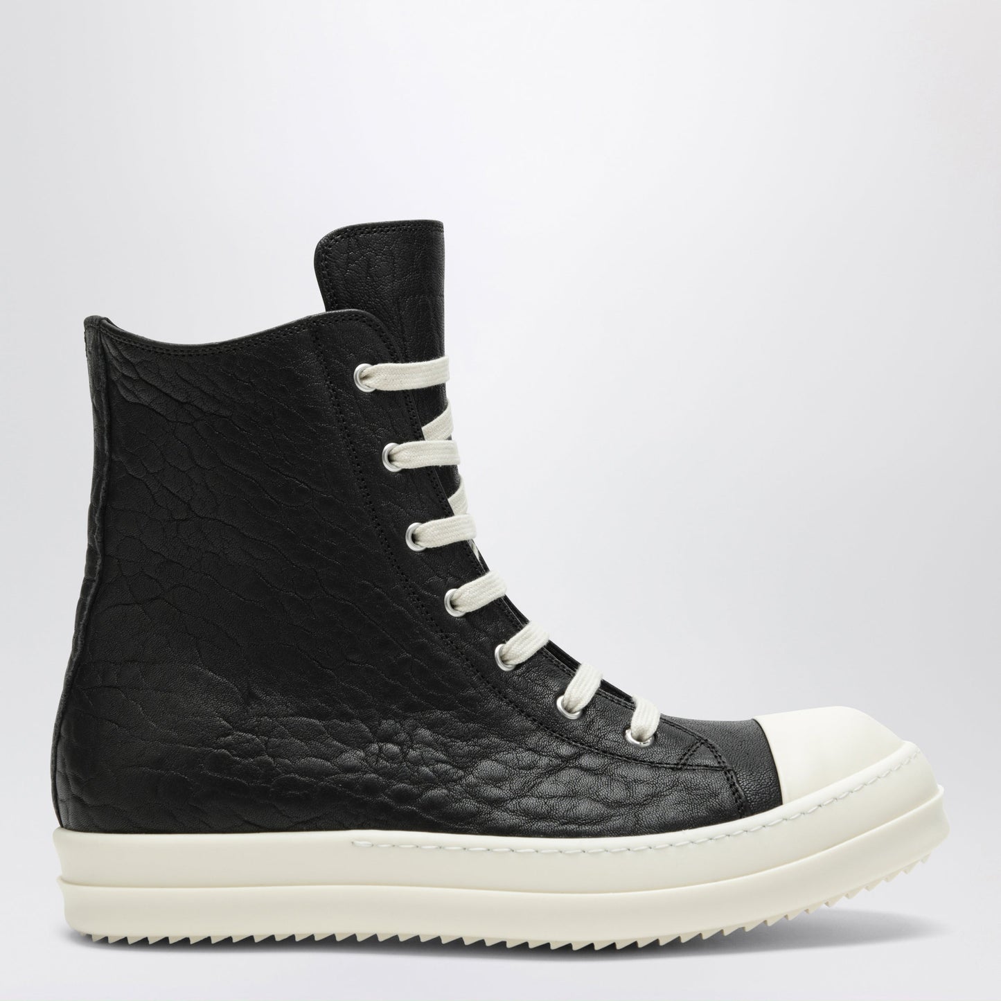 Rick Owens Black High-Top Sneakers In Textured Leather Men RICK OWENS