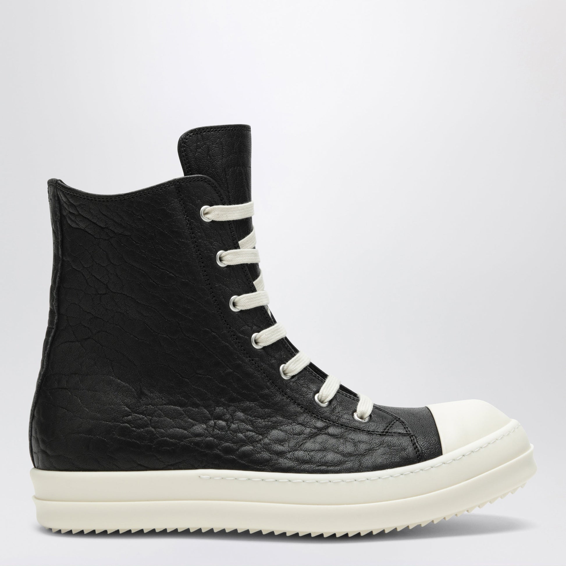 Rick Owens Black High-Top Sneakers In Textured Leather Men RICK OWENS