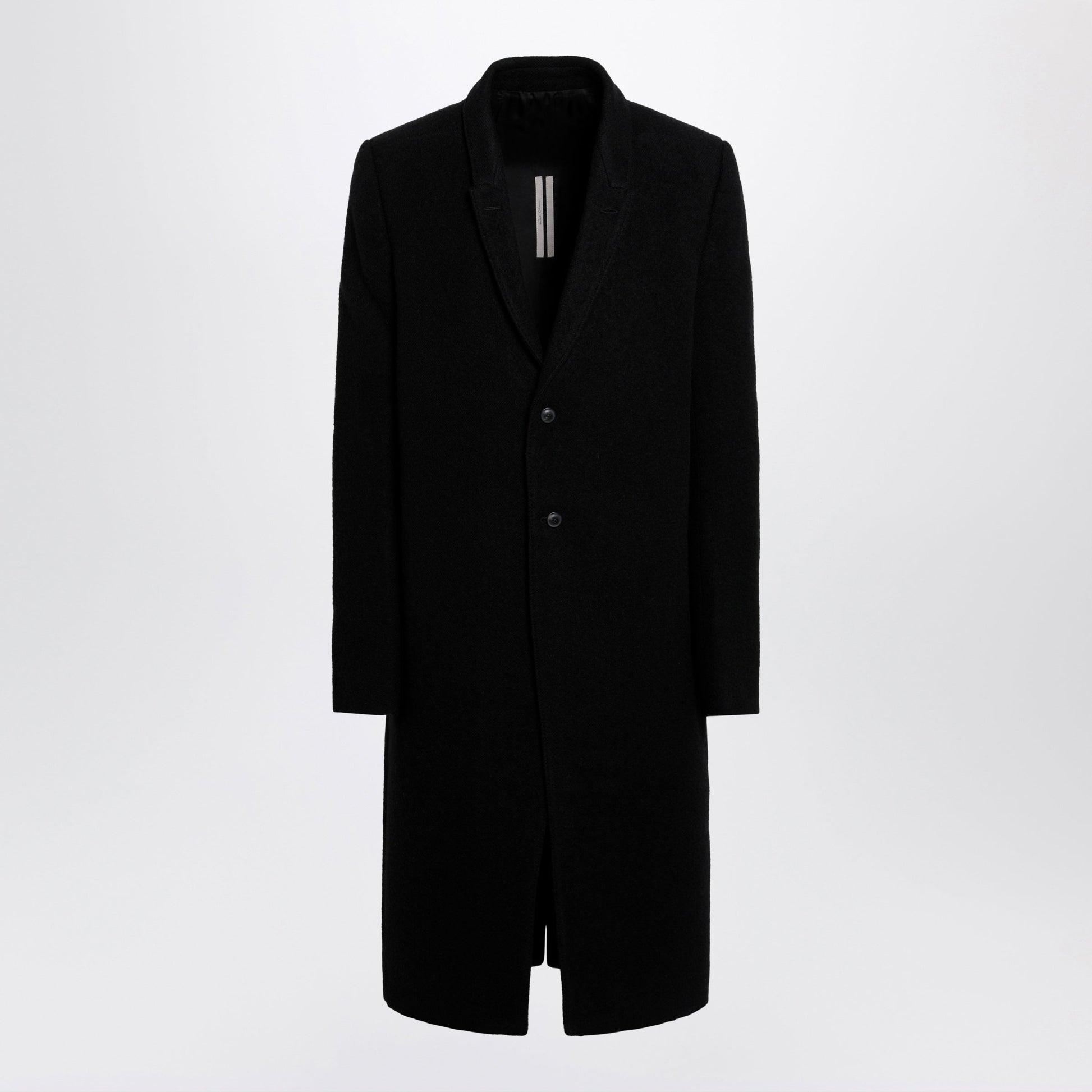 Rick Owens Black Single-Breasted Wool Coat Men RICK OWENS