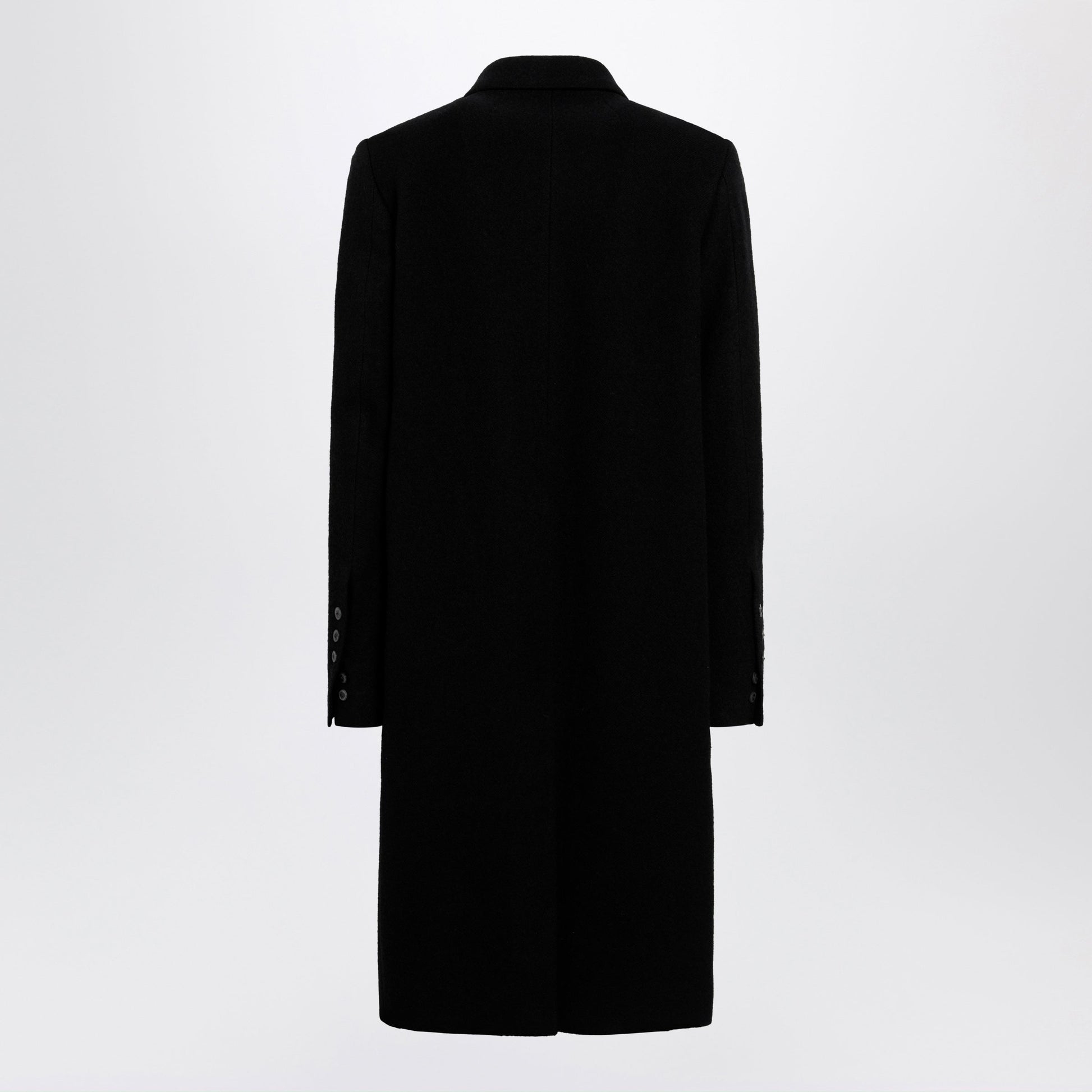 Rick Owens Black Single-Breasted Wool Coat Men RICK OWENS