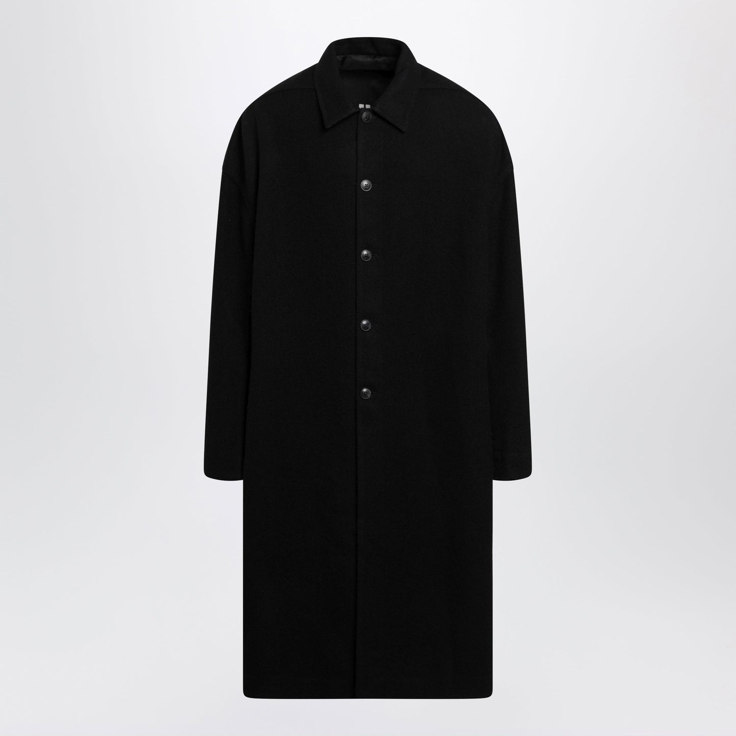 Rick Owens Long Single-Breasted Virgin Wool Coat In Black Men RICK OWENS