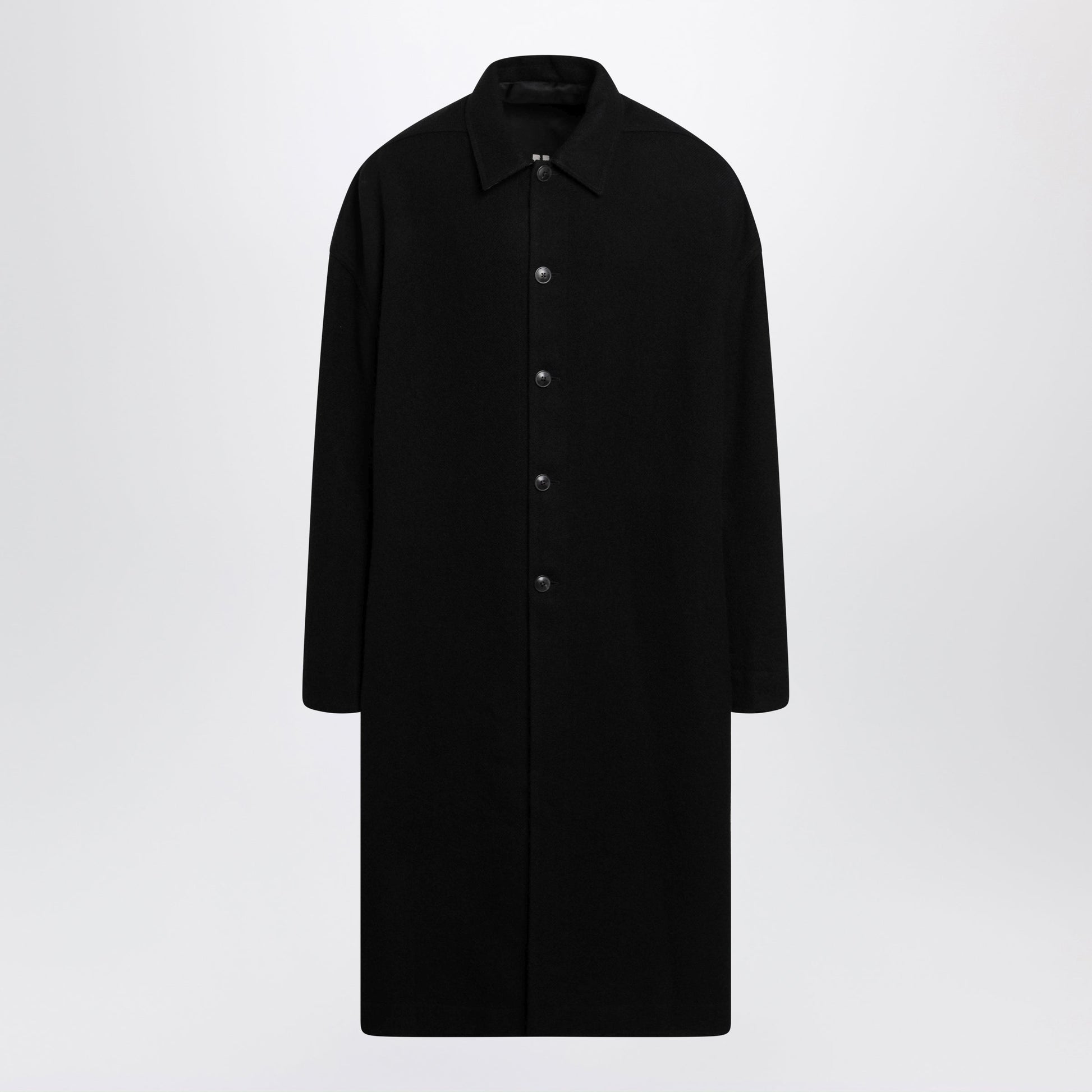 Rick Owens Long Single-Breasted Virgin Wool Coat In Black Men RICK OWENS
