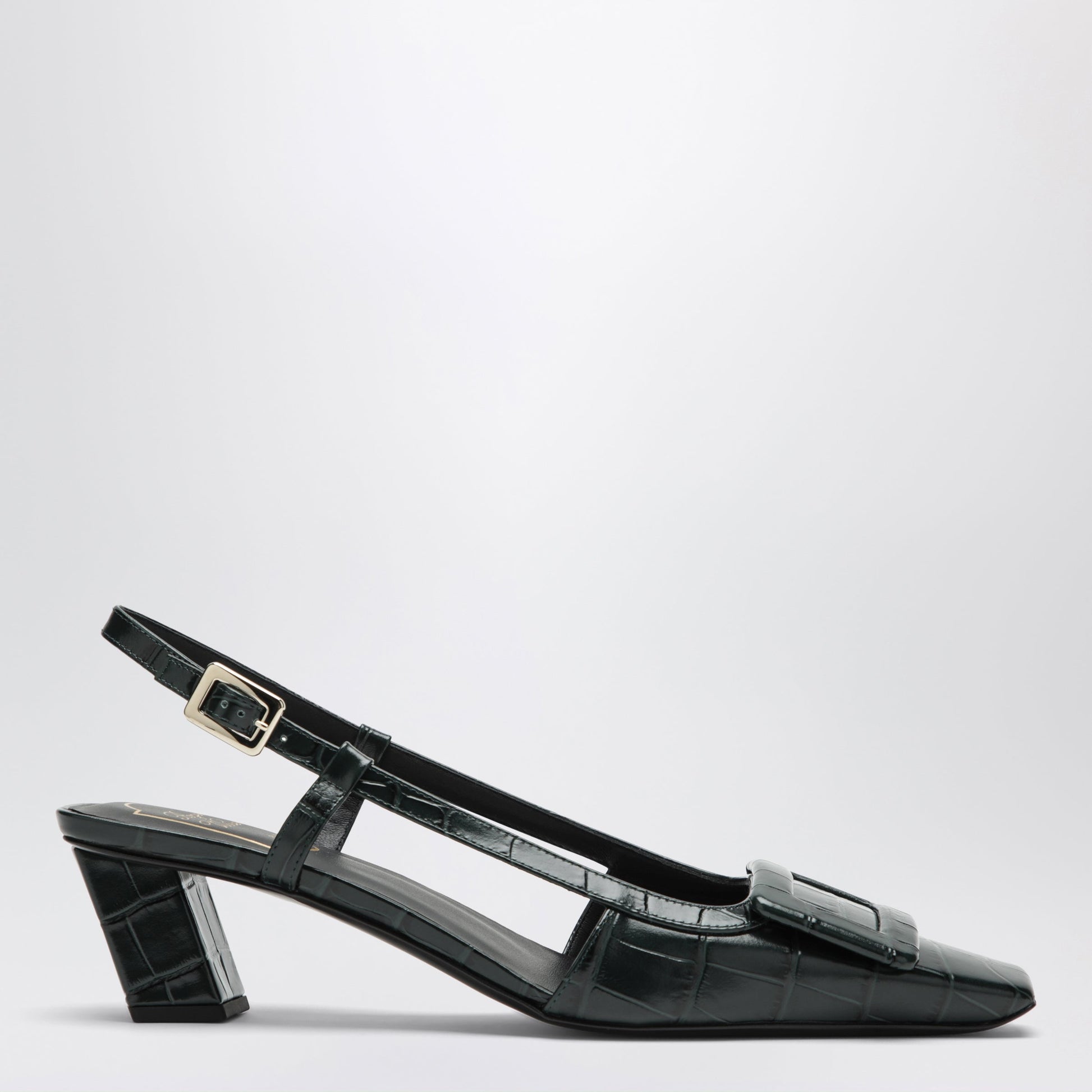 Roger Vivier Belle Vivier Night Green Slingback Pumps In Python-Effect Leather Women ROGER VIVIER