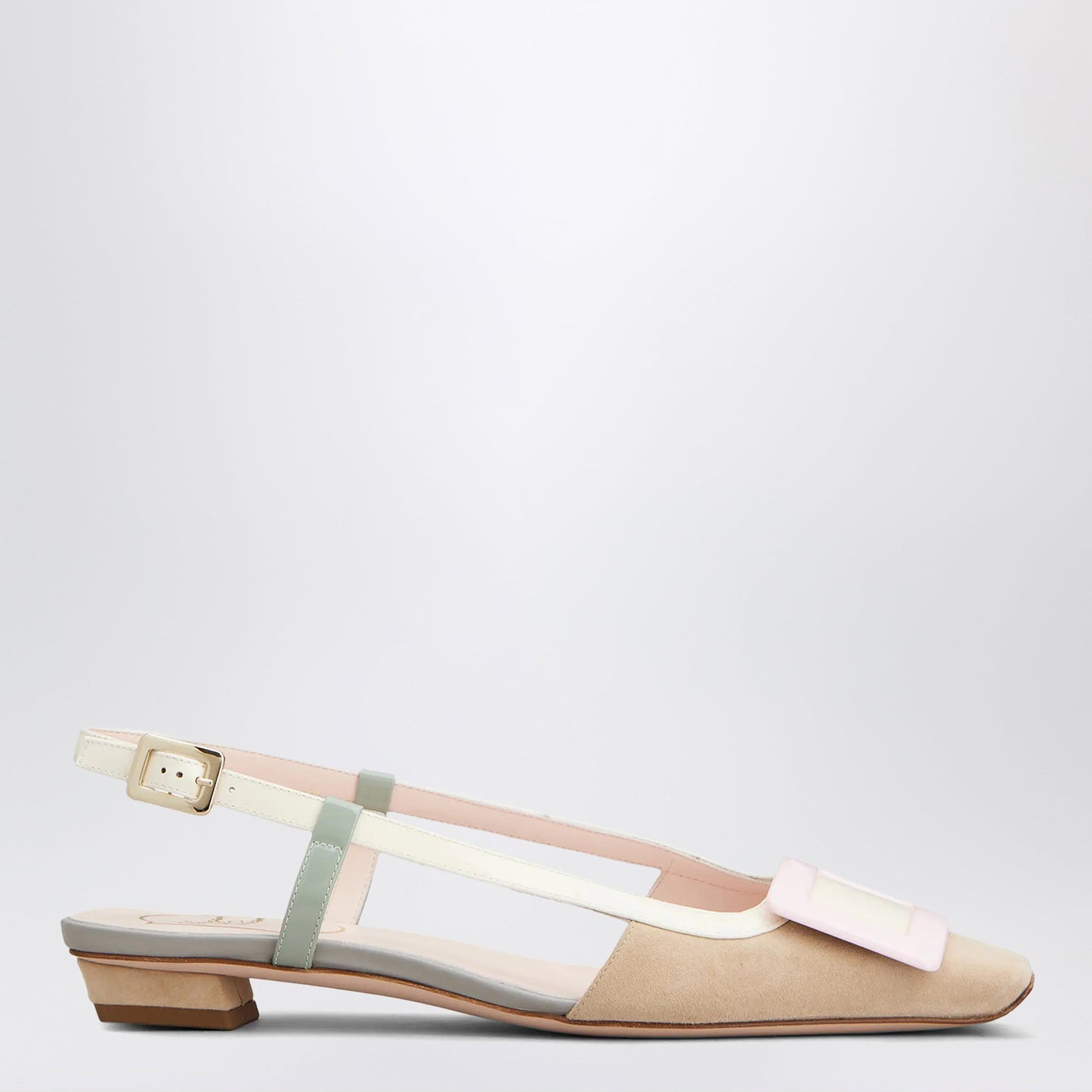 Roger Vivier Belle Vivier Slingback Ballet Flats In Beige/Cream/Purple Suede Women ROGER VIVIER