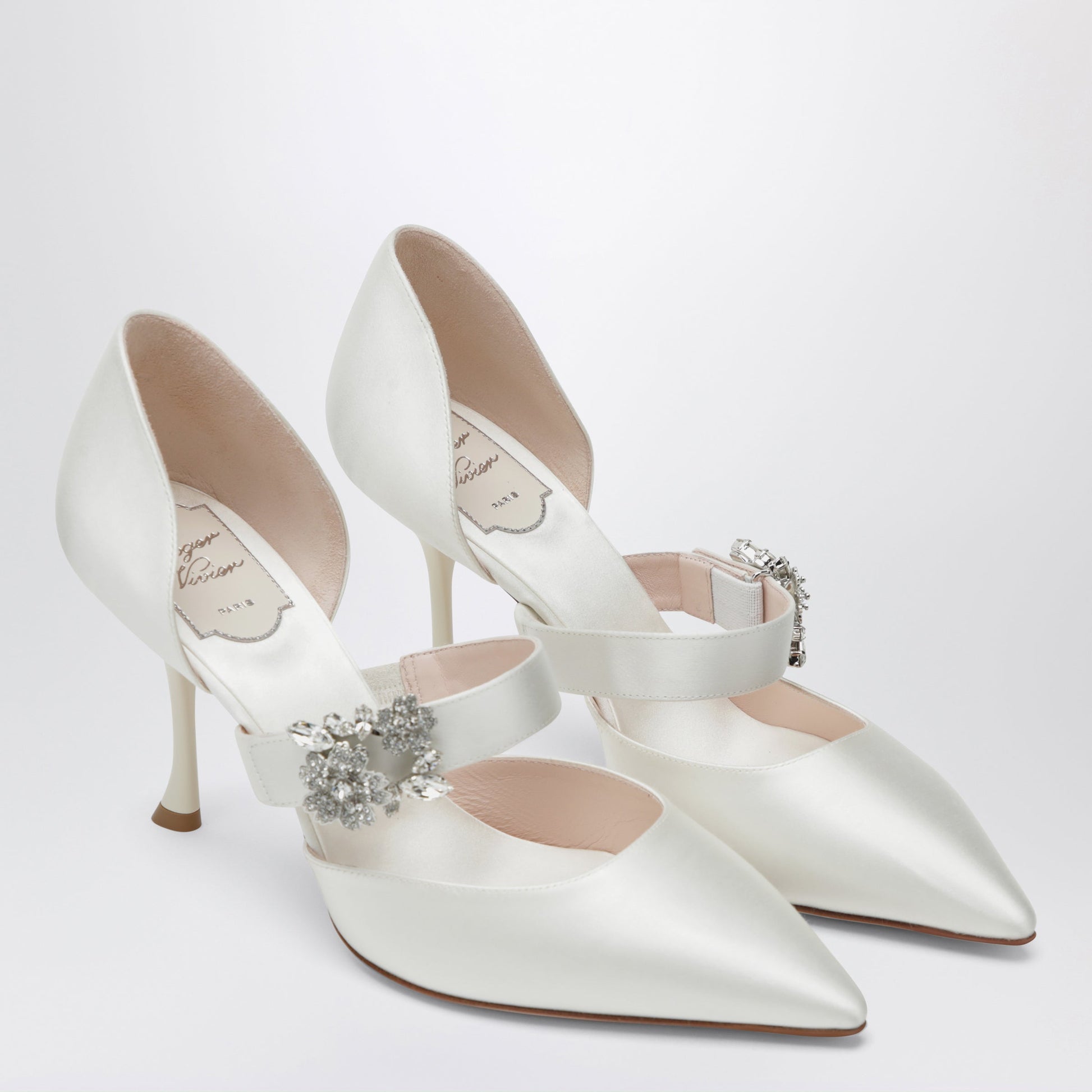 Roger Vivier Mary Jane Dorsay Efflorescence In Light Blue Satin Women ROGER VIVIER