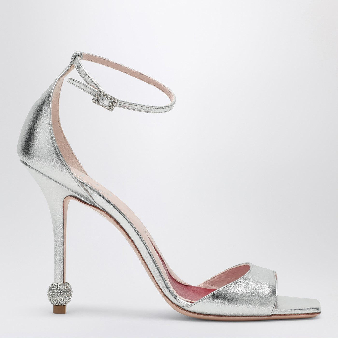 Roger Vivier Silver Sandal With Jewelled Heel Women ROGER VIVIER