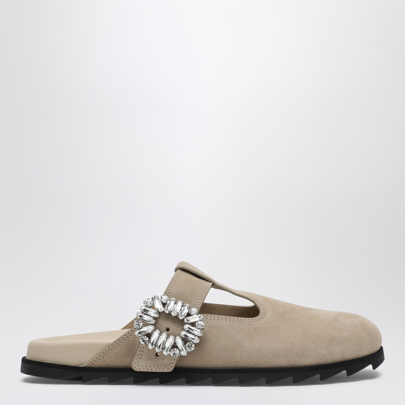 Roger Vivier Slidy Viv Mules In Suede Beige Women ROGER VIVIER
