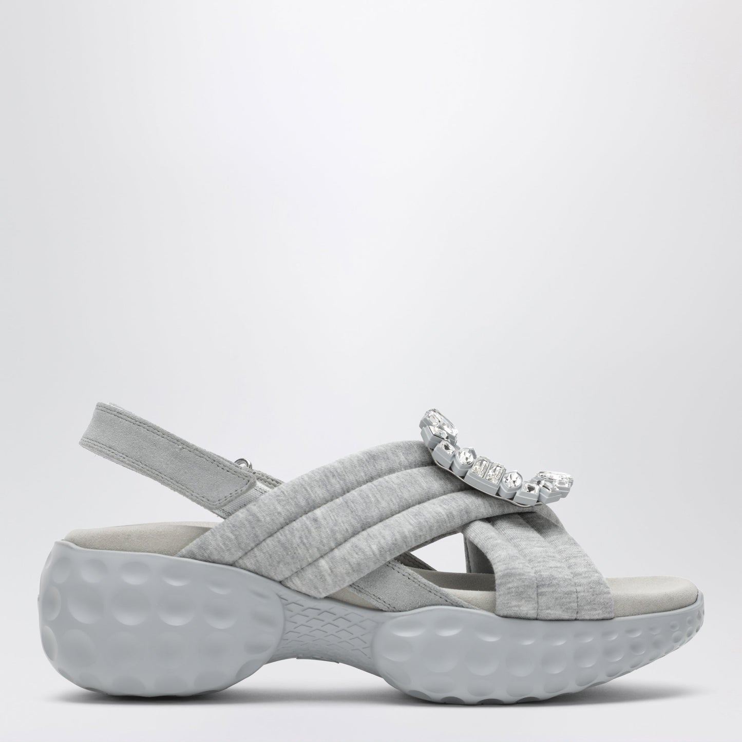 Roger Vivier Viv' Run Slingback Sandals Grey With Crystals Women ROGER VIVIER