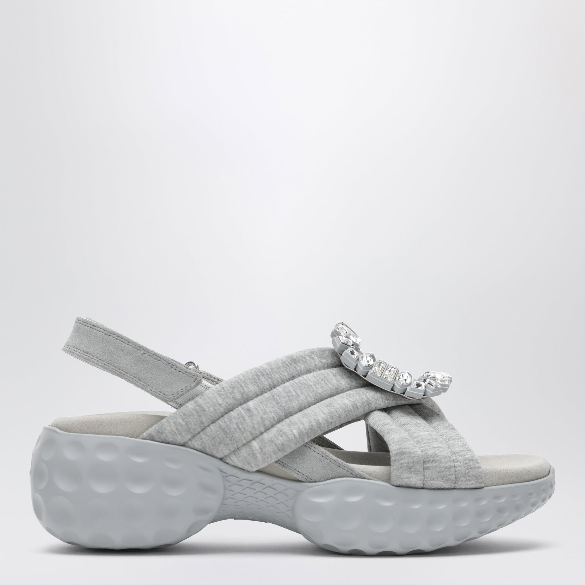 Roger Vivier Viv' Run Slingback Sandals Grey With Crystals Women ROGER VIVIER