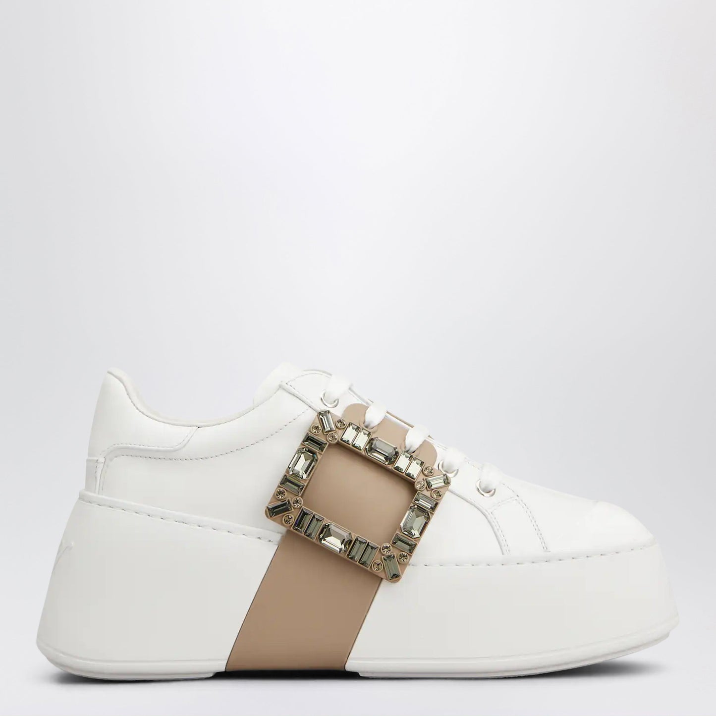Roger Vivier Viv' Skate Sneakers In White And Beige Leather Women ROGER VIVIER