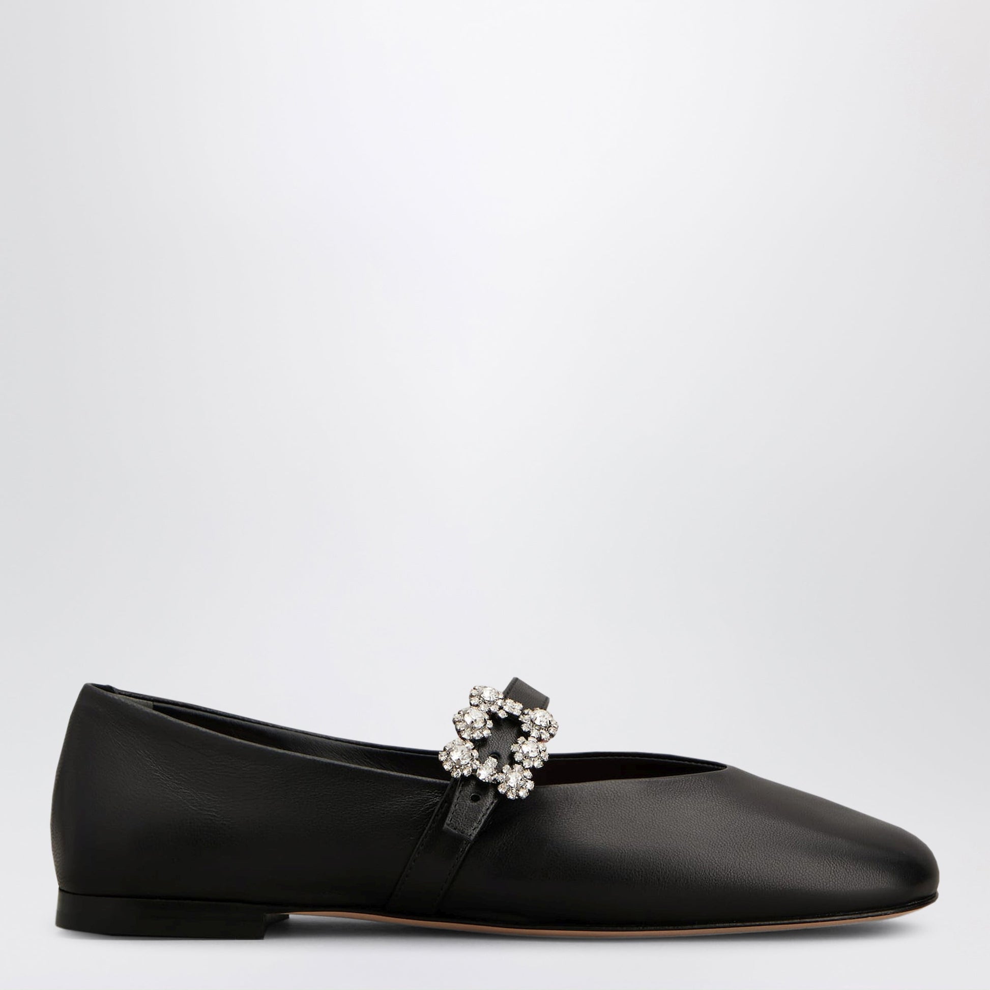 Roger Vivier Black Leather Efflorescence Ballet Flats With A Strap Women ROGER VIVIER