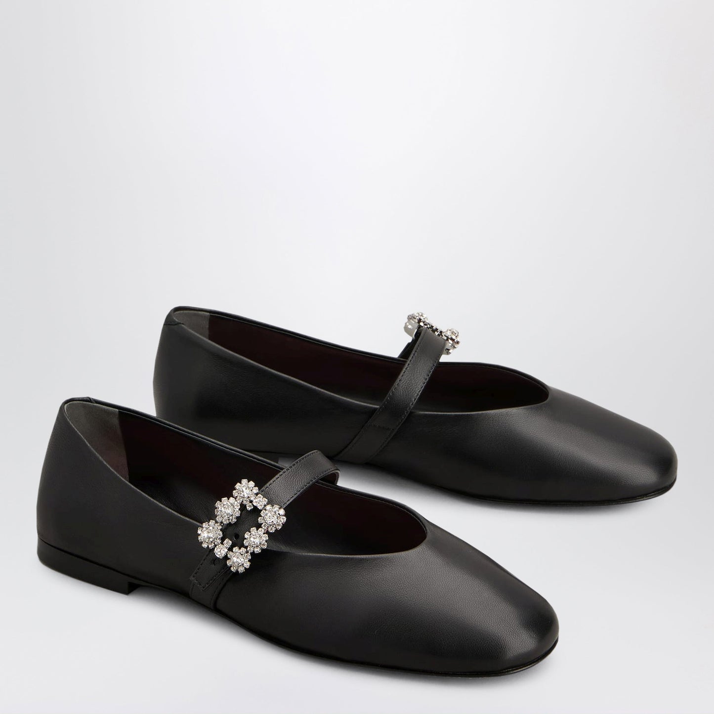 Roger Vivier Black Leather Efflorescence Ballet Flats With A Strap Women ROGER VIVIER