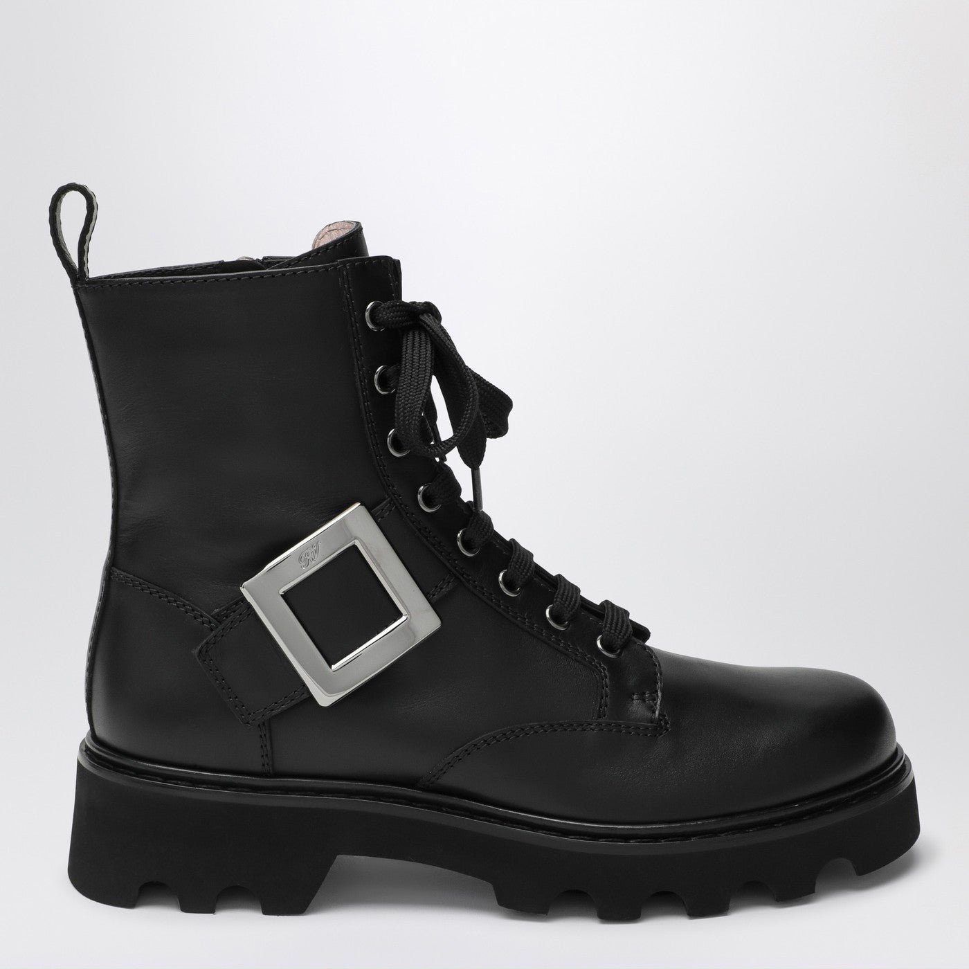 Roger Vivier Viv' Rangers Truck Black Leather Ankle Boots Women ROGER VIVIER