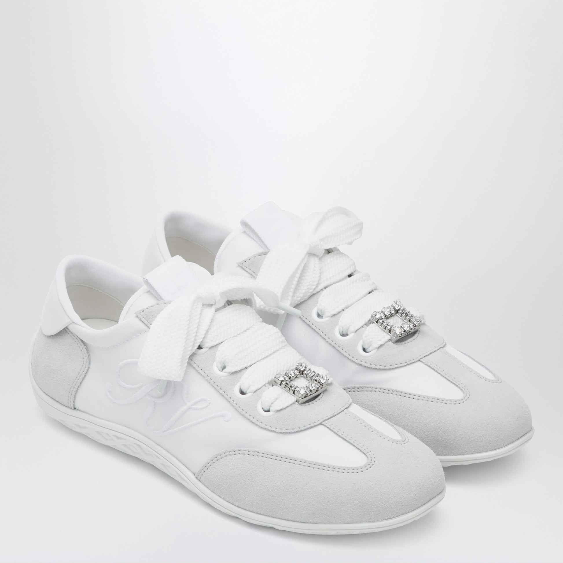 Roger Vivier Viv Low Sneakers In White Suede Women ROGER VIVIER