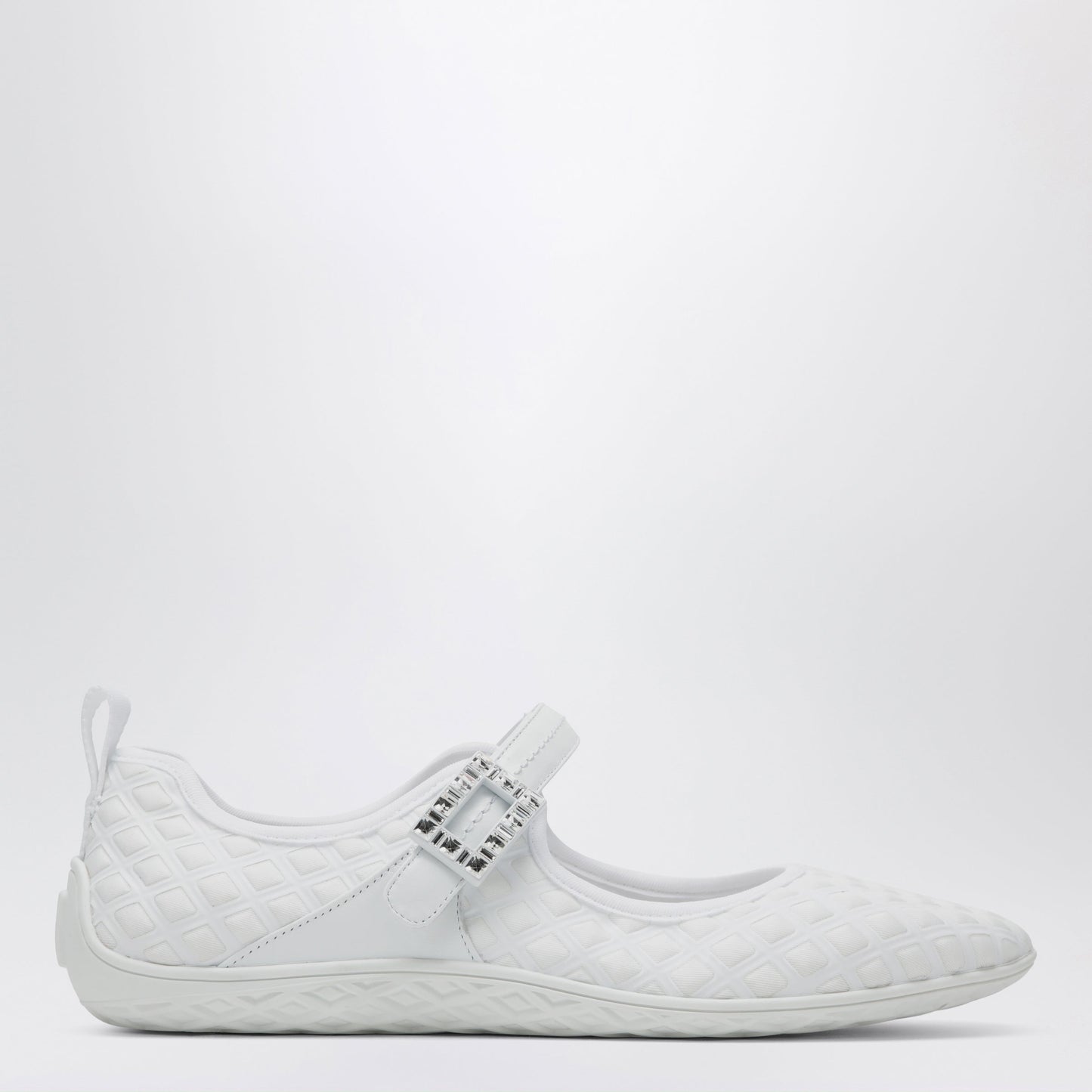 Roger Vivier Viv Low Ballerina Flats With Fabric Strap In White Women ROGER VIVIER