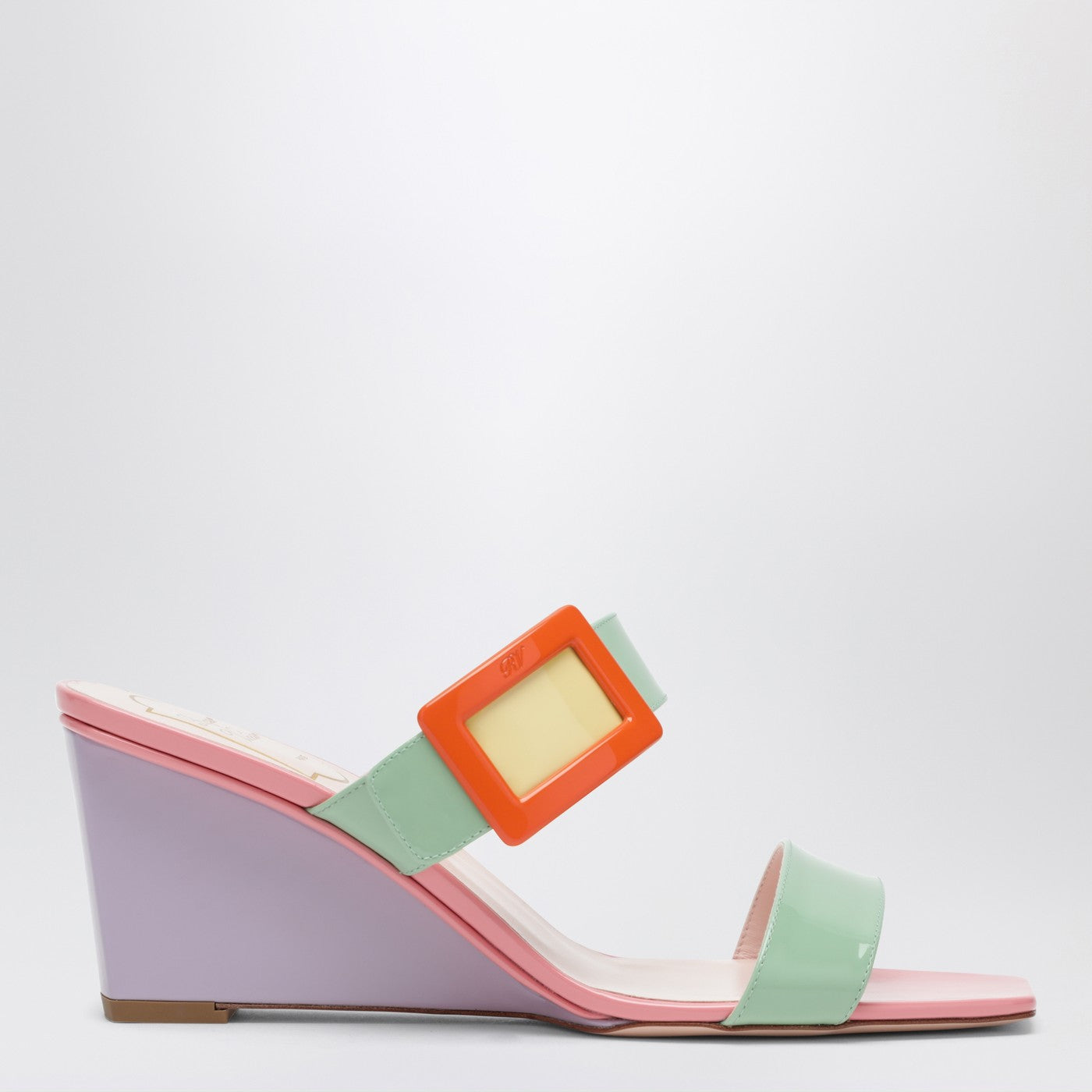 Roger Vivier Belle Vivier Wedge Mules In Green/Purple Patent Leather Women ROGER VIVIER