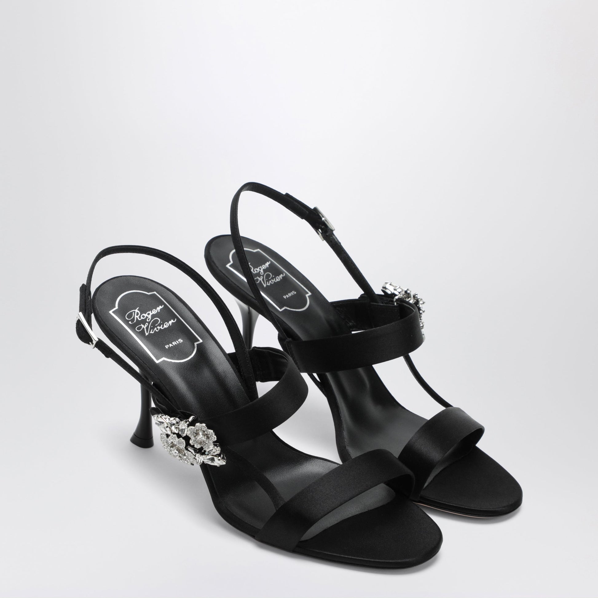 Roger Vivier Black Satin Efflorescence Sandals Women ROGER VIVIER
