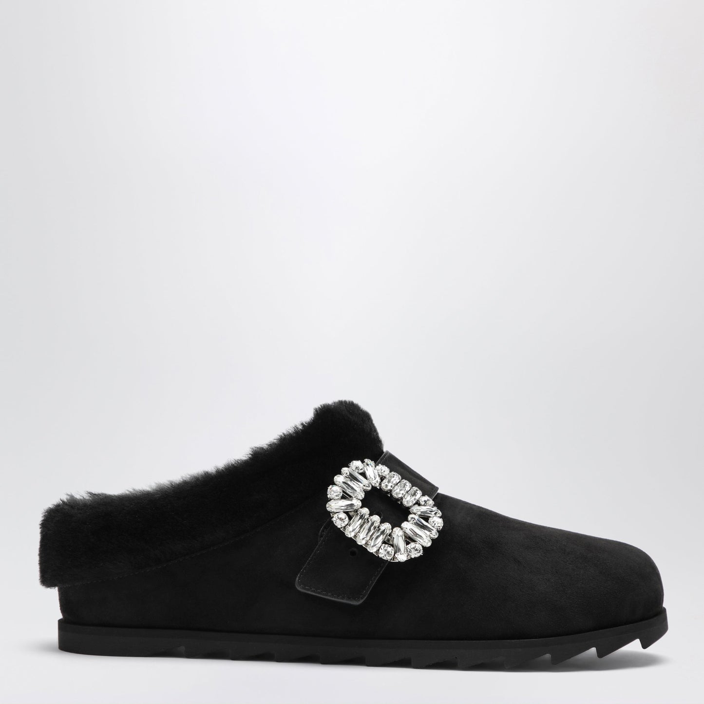 Roger Vivier Black Suede Belle Vivier Buckle Mules Women ROGER VIVIER